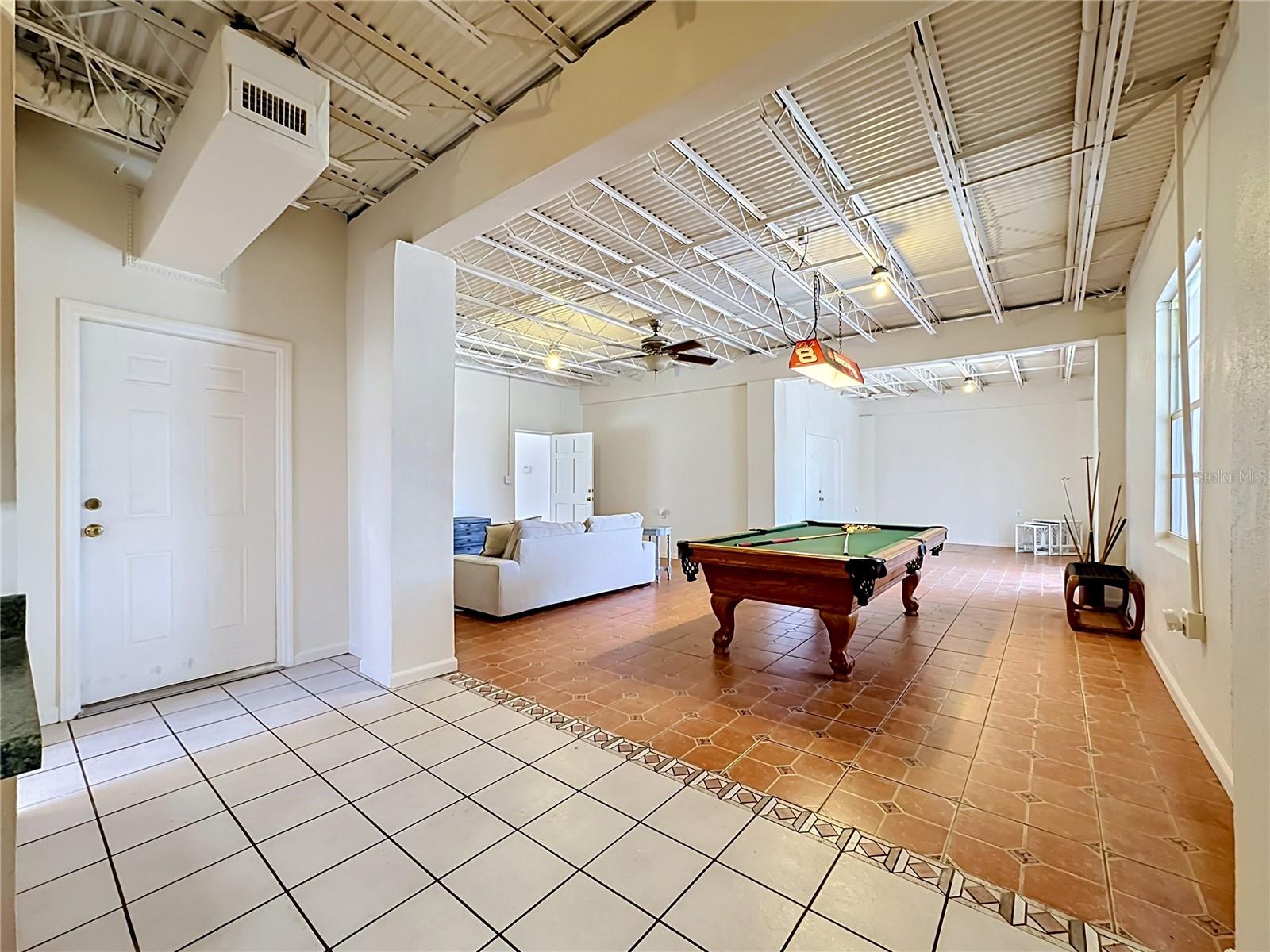 Recreation space in the downstairs flex area