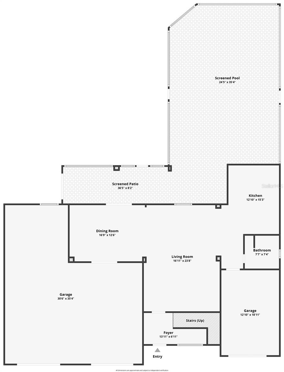 Floor plan — ground level flex space and garages