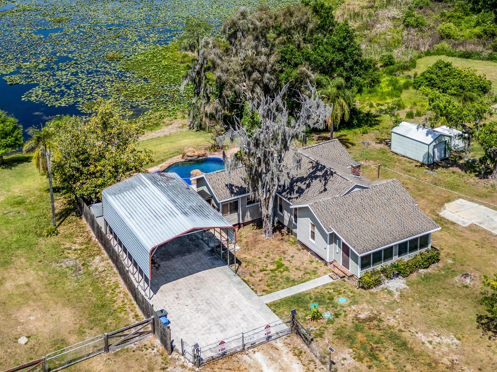 Lakefront setting with scenic views
