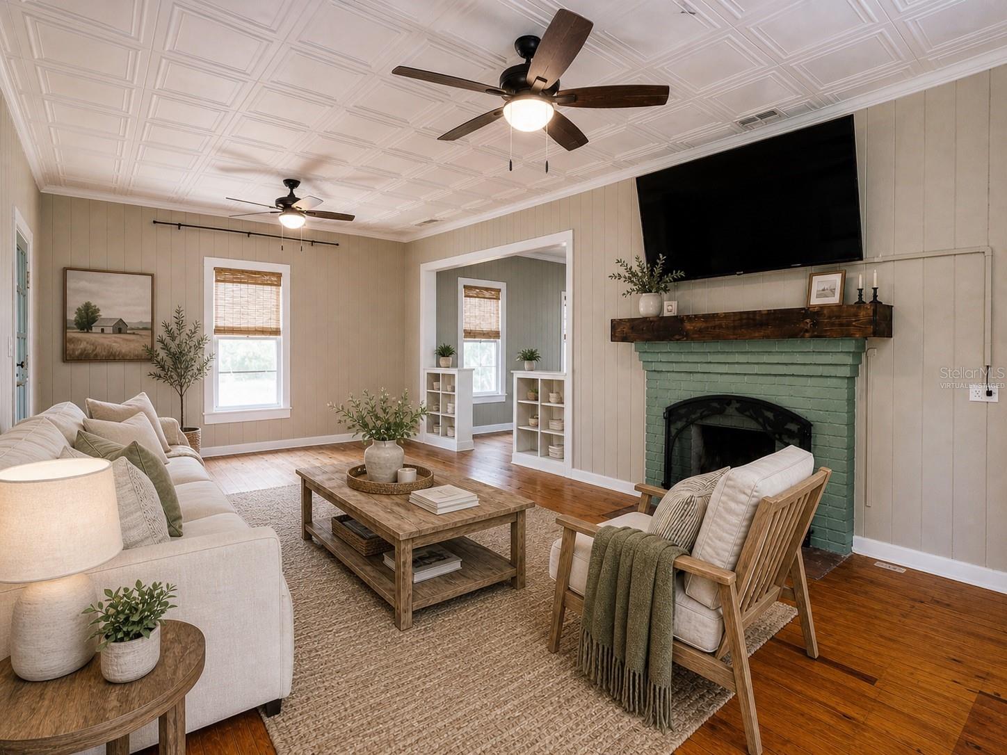 Virtually staged living room