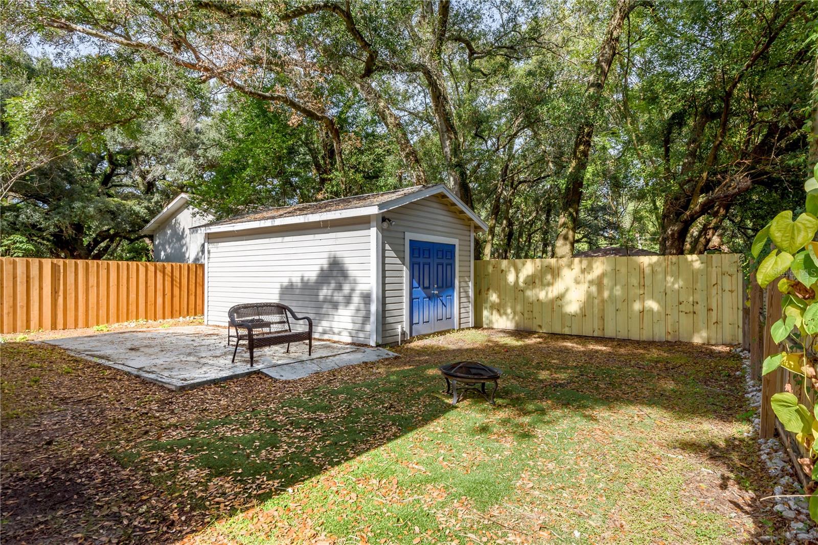 fenced backyard