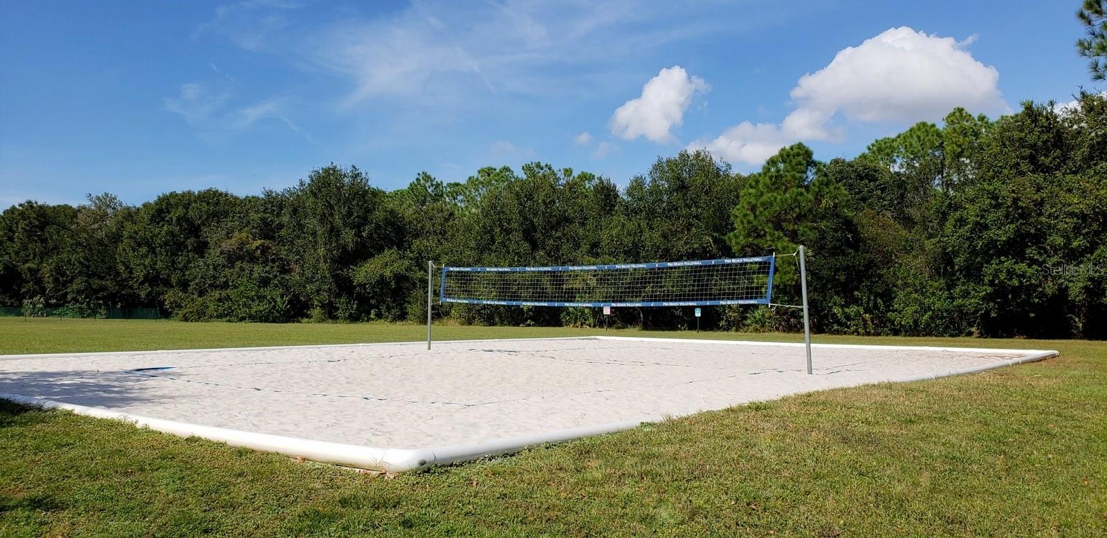Sand volleyball court for outdoor fun and recreation.