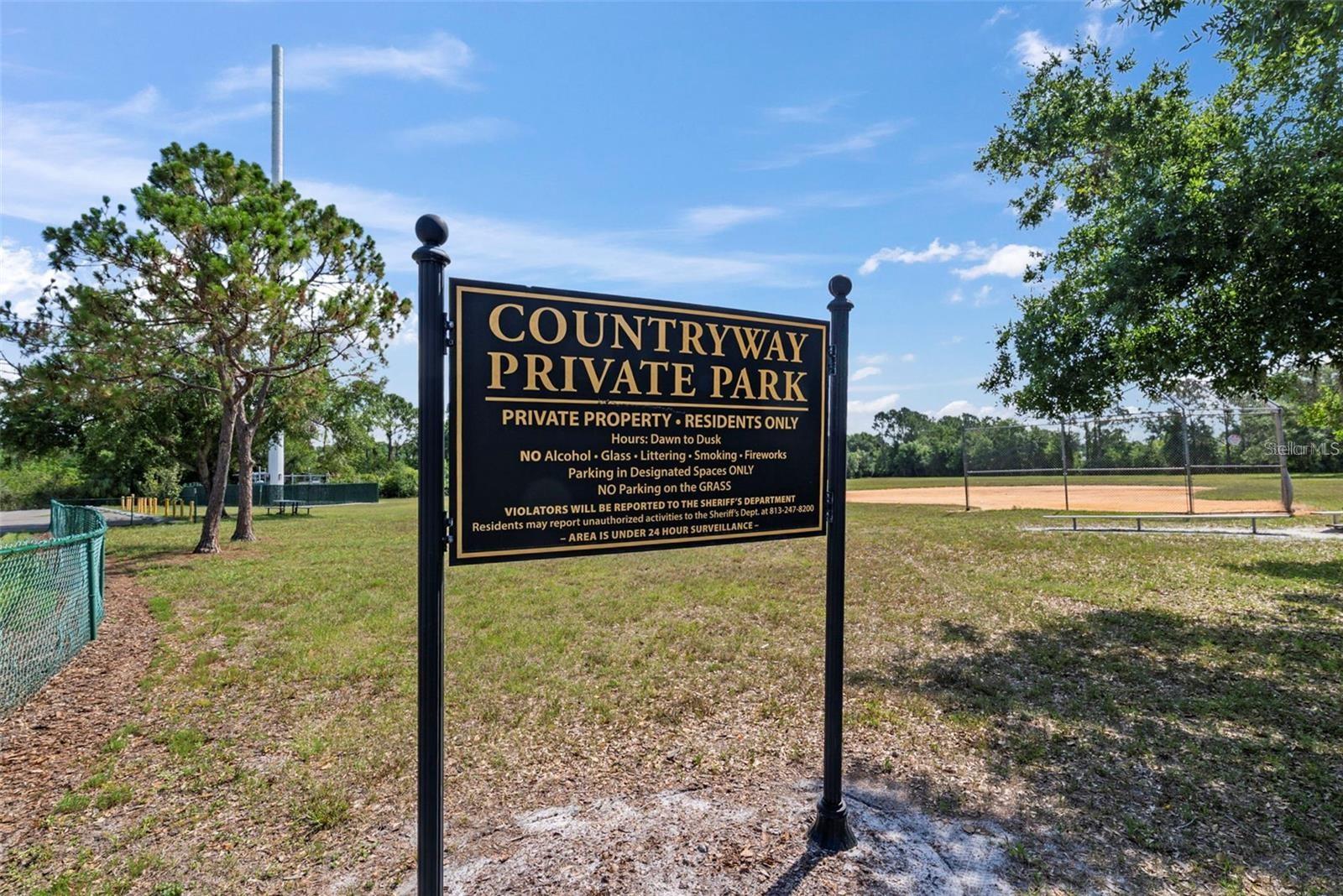 Countryway Private Park with open fields and community amenities.