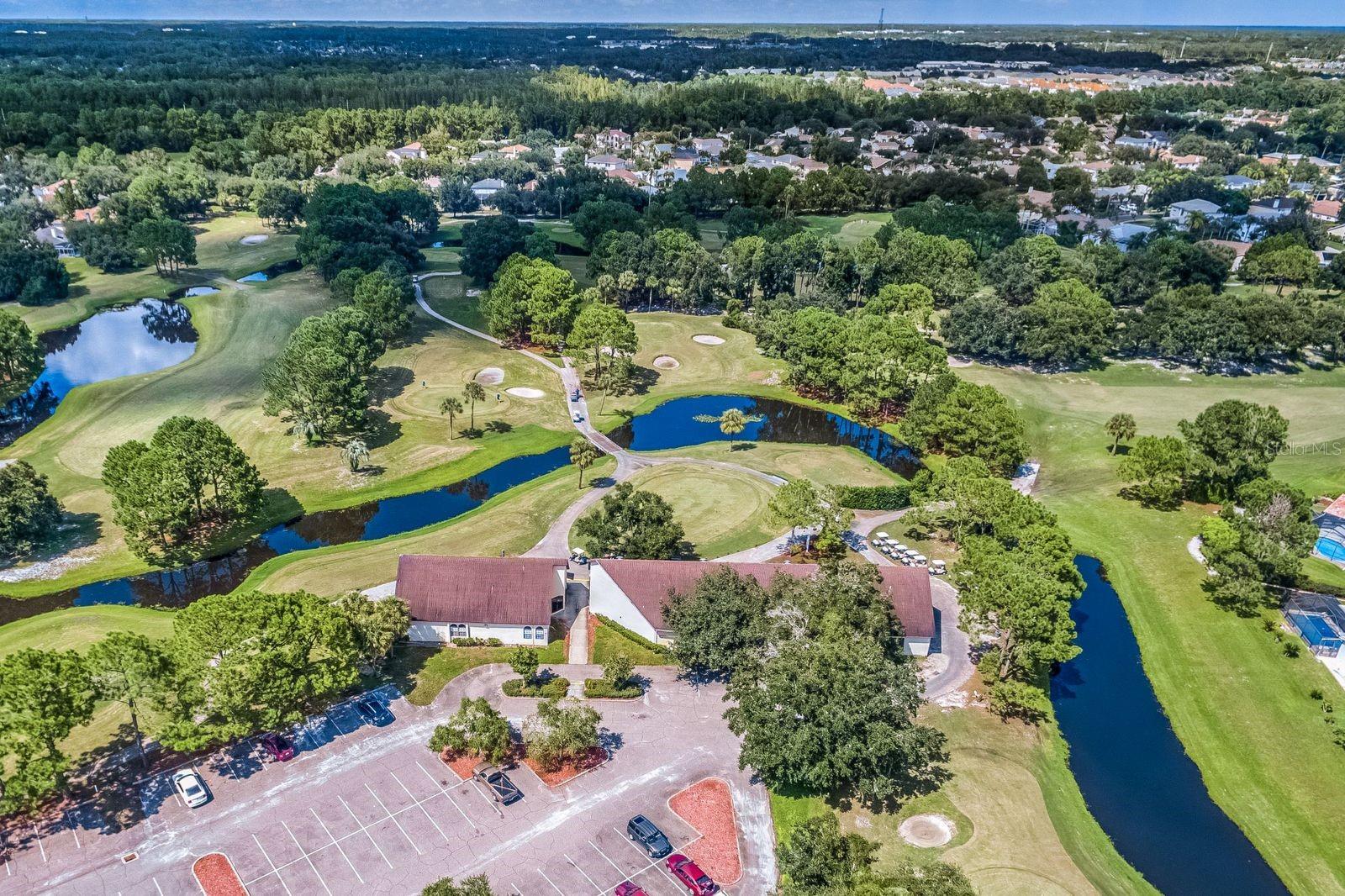 Aerial view of Countryway Golf Club and surrounding lakes.