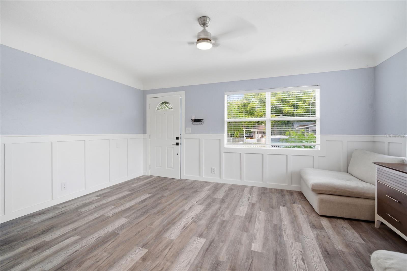 Front door photo from kitchen entry. Bed 1 and 2 to the left.