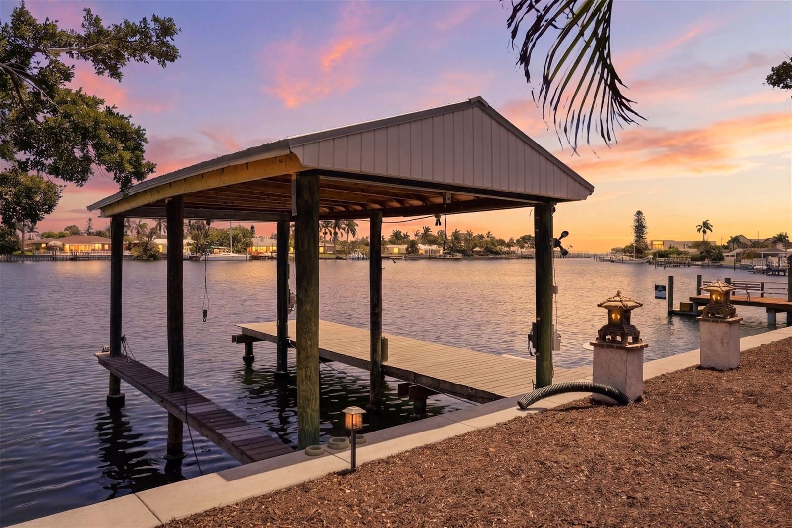 Boat House & Dock at Sunset