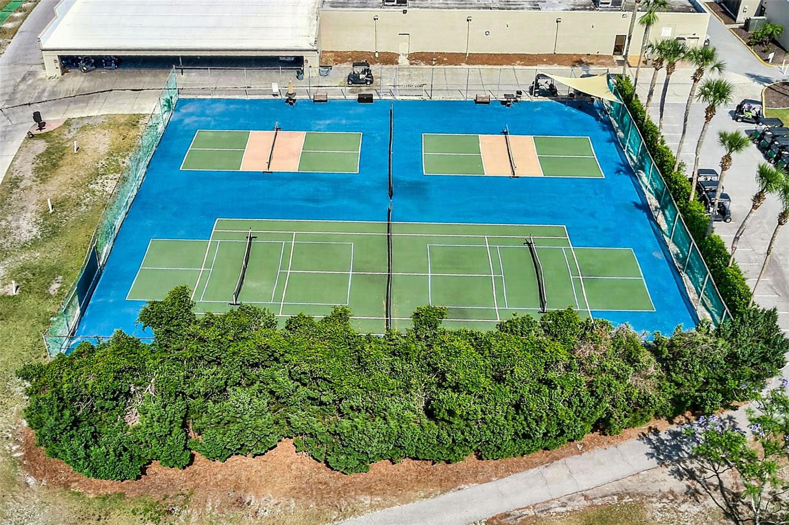 Aerial view of tennis courts