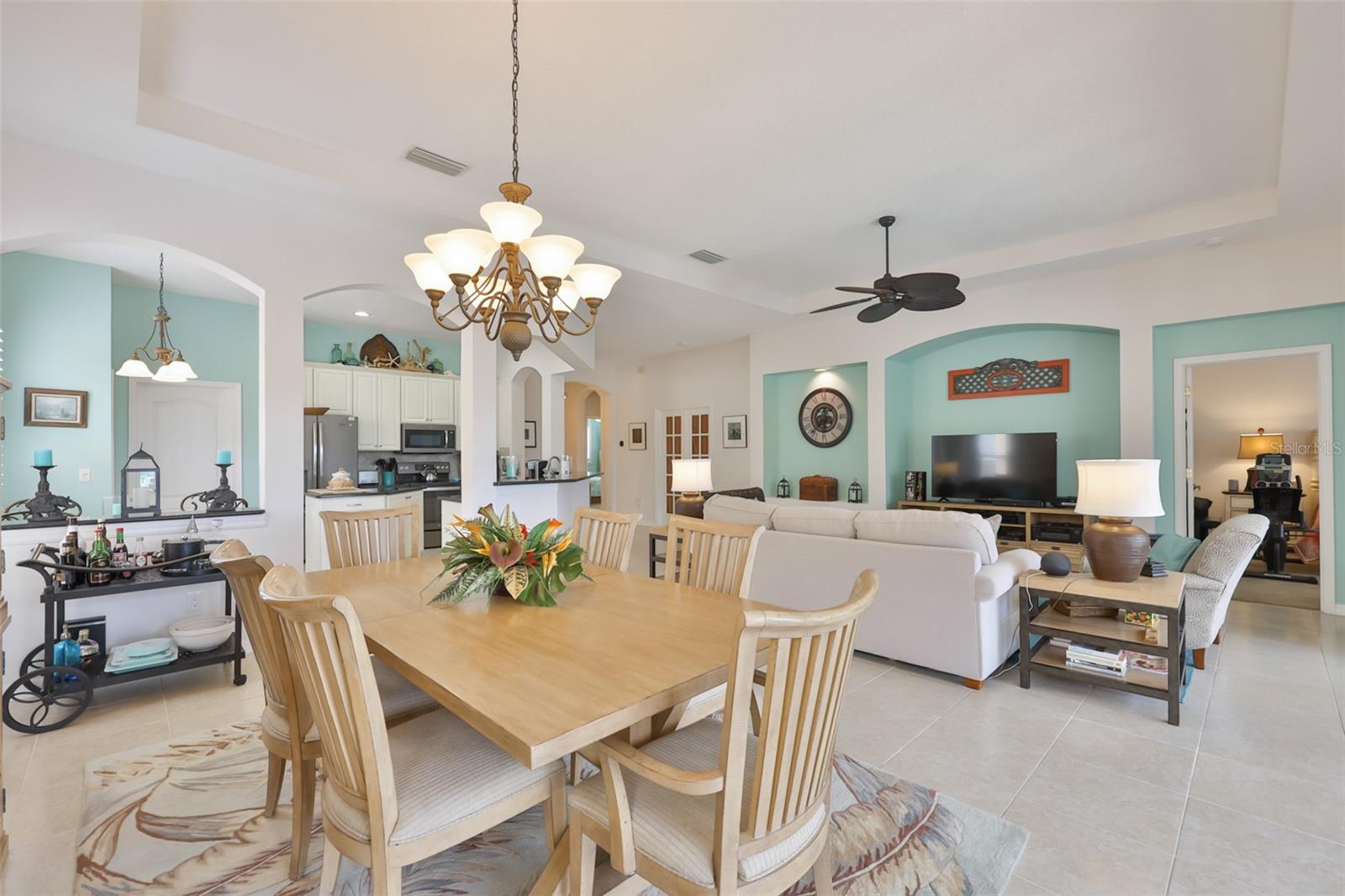 The dining room is perfect for intimate meals and social gatherings.