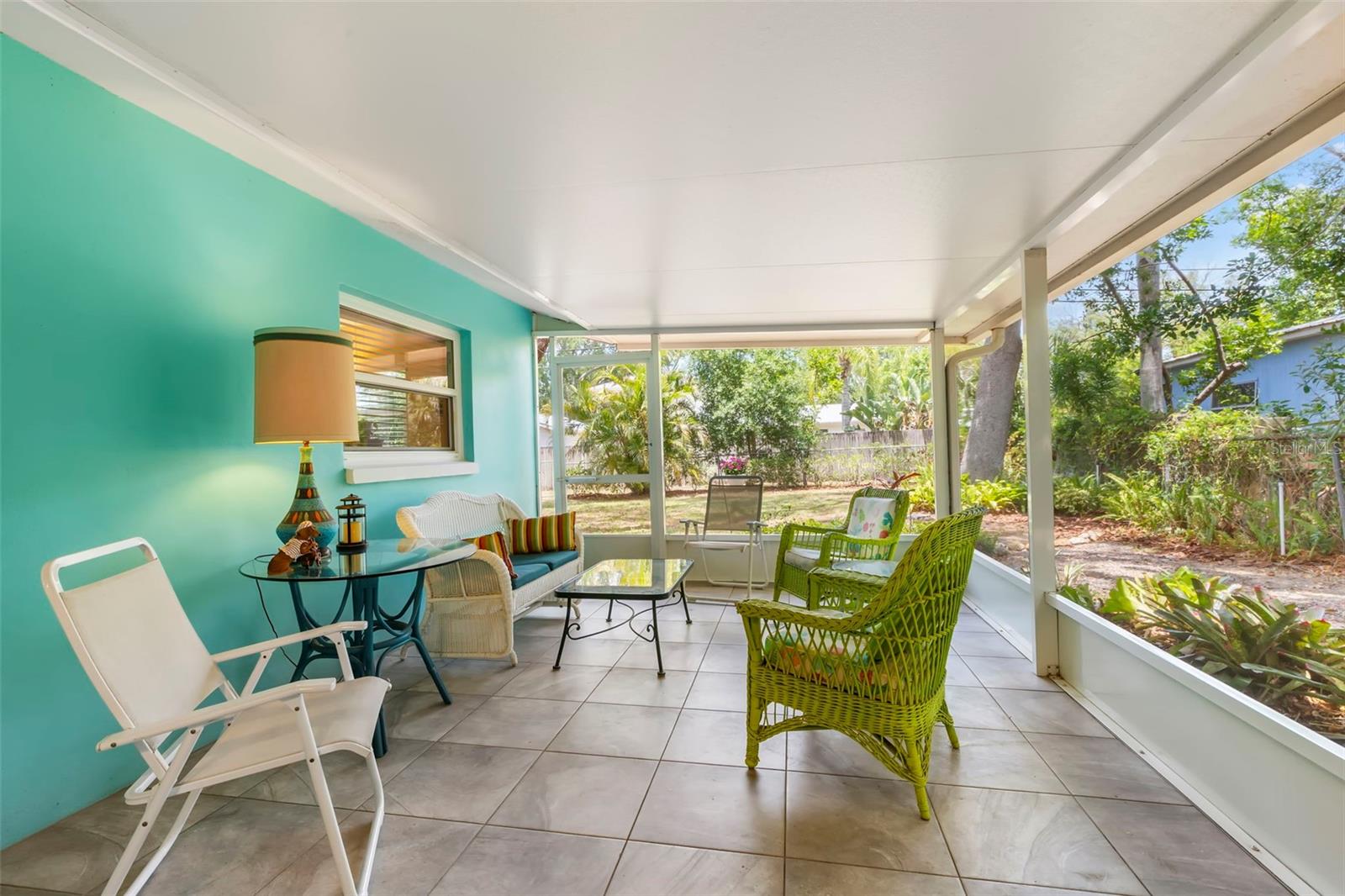 Beautiful large porch overlooking backyard