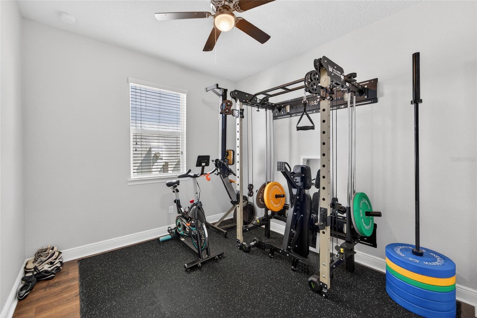 Flexible bedroom currently set up as a home gym