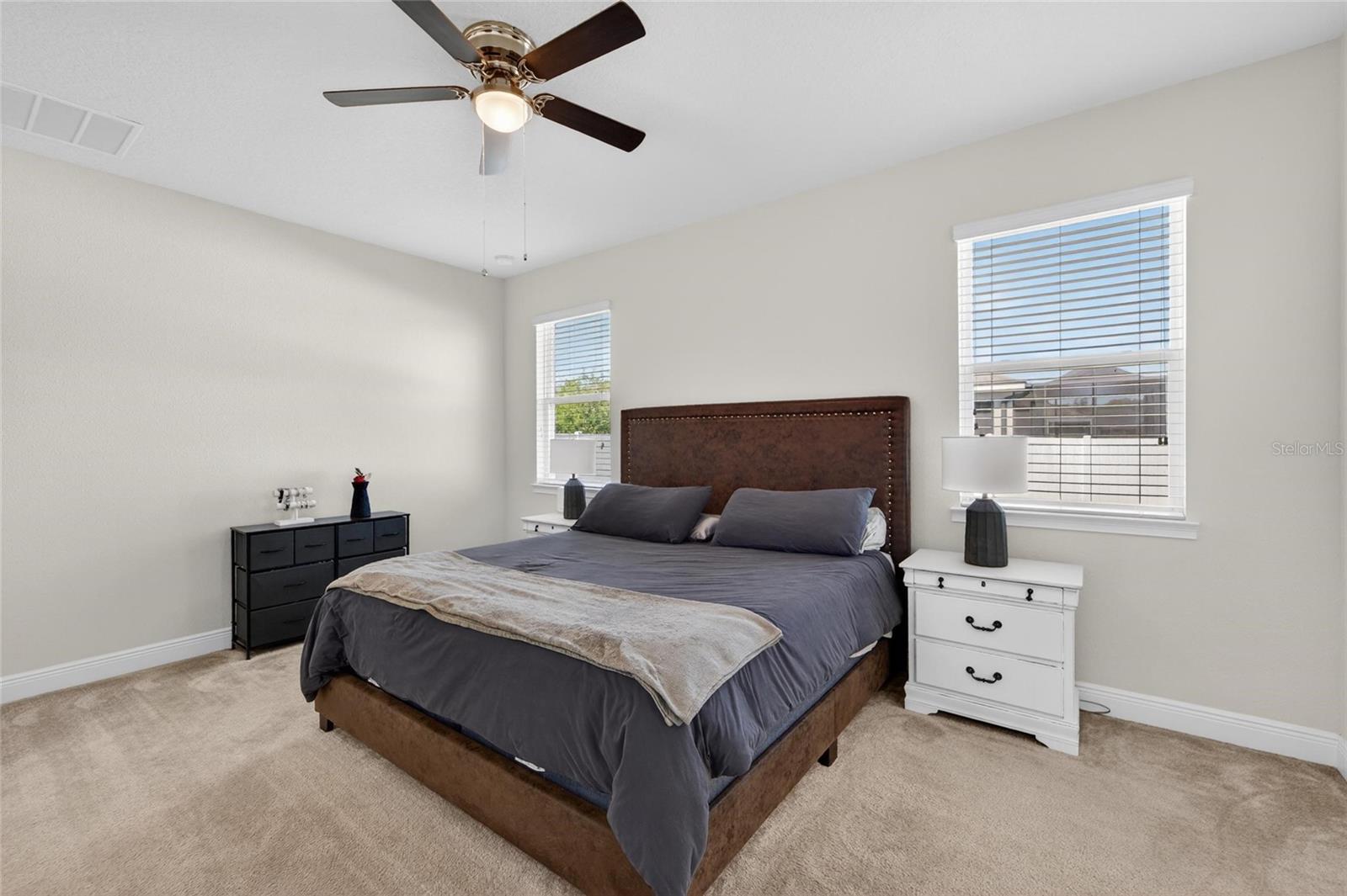 Spacious primary bedroom with a peaceful atmosphere.