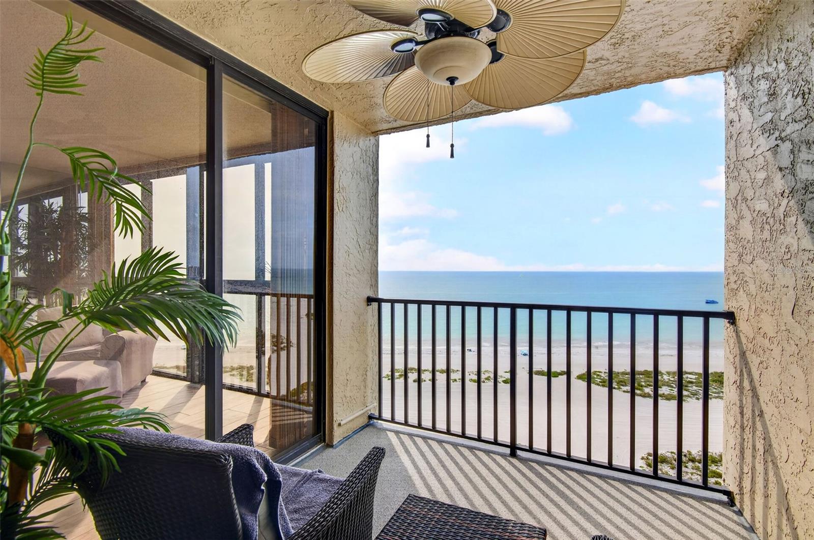 Balcony with beautiful view of the beach