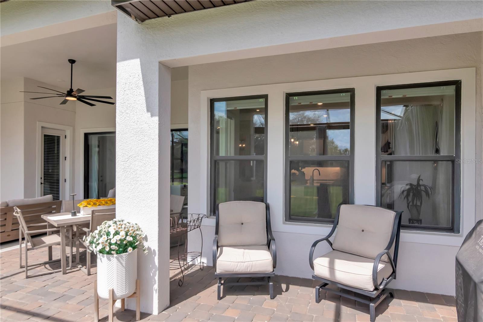 Extended Lanai - Complete with panoramic screen, artificial turf, ceiling fan.