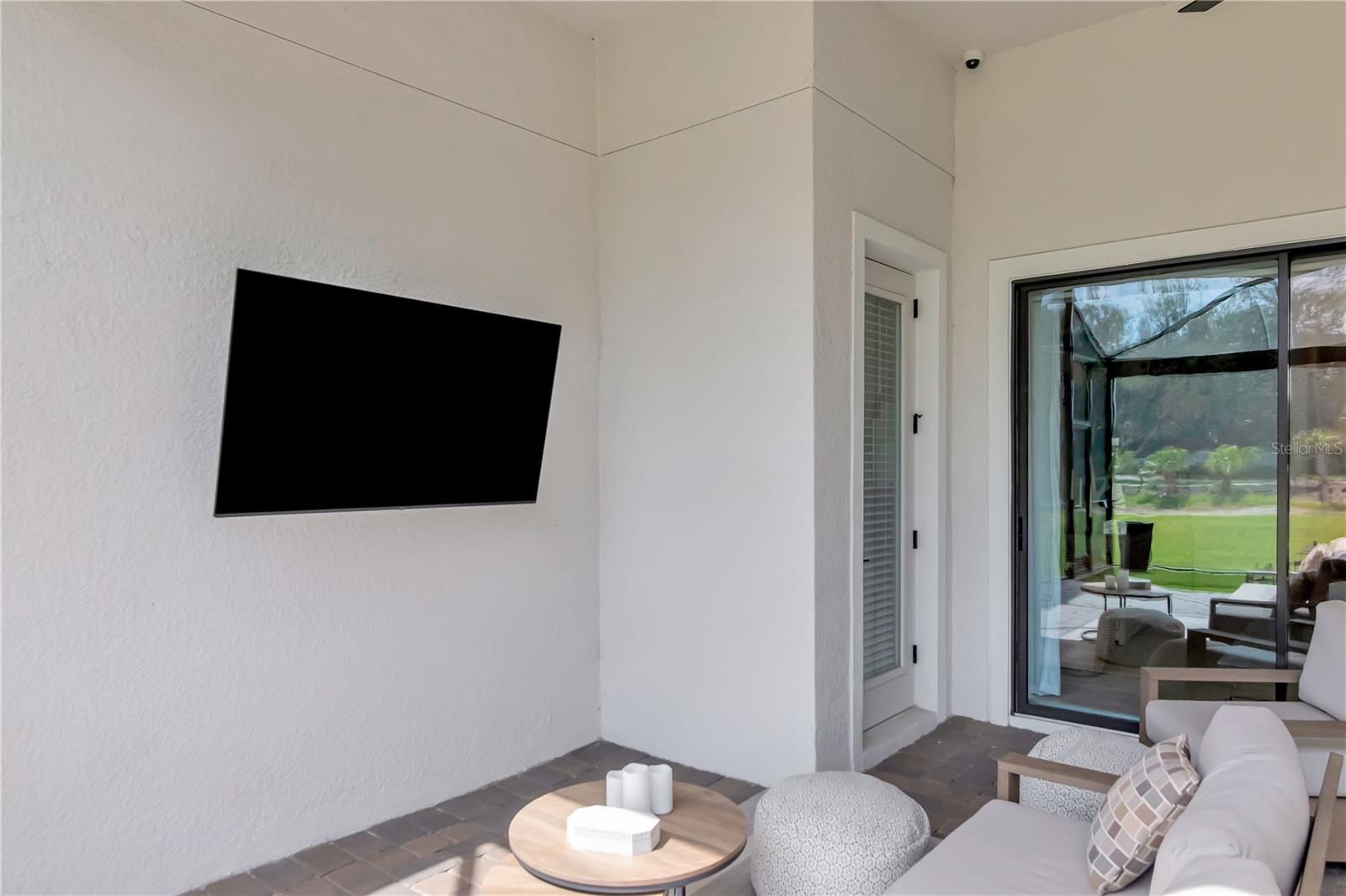 Extended Lanai - Complete with panoramic screen, artificial turf, ceiling fan.