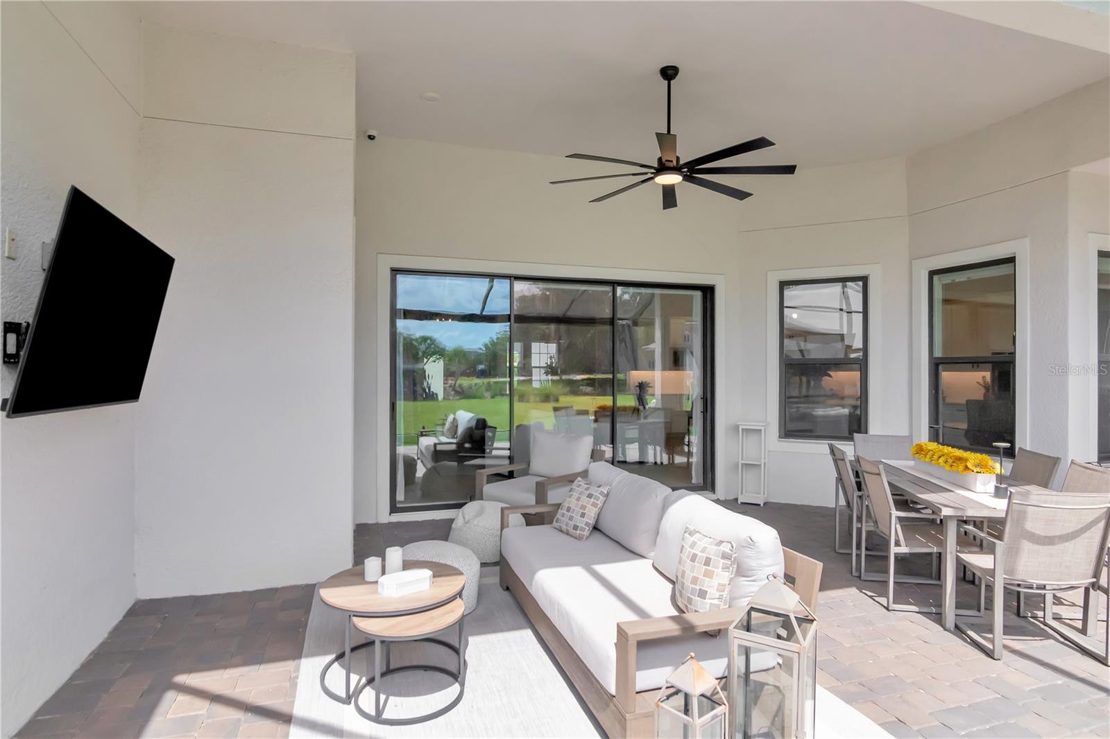 Extended Lanai - Complete with panoramic screen, artificial turf, ceiling fan.