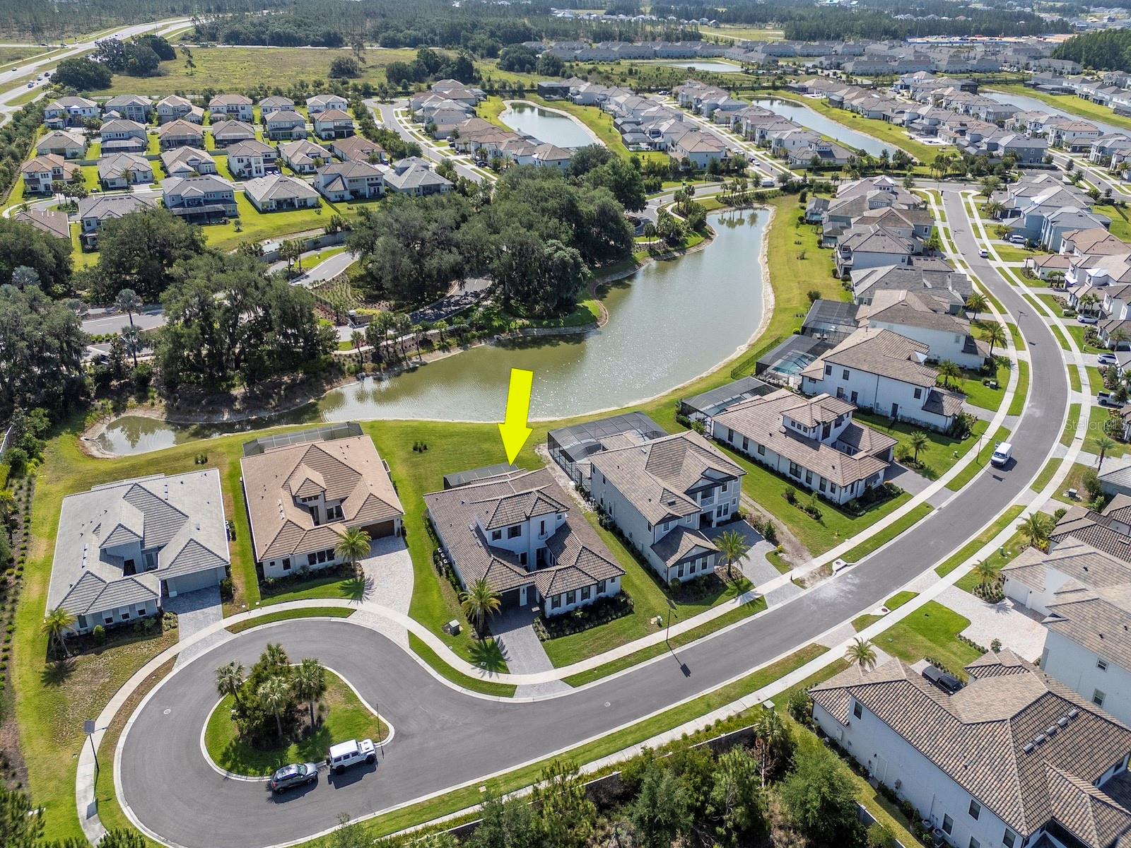 Aerial View with water and preserve. Quiet cul de sac. No rear or front neighbors.