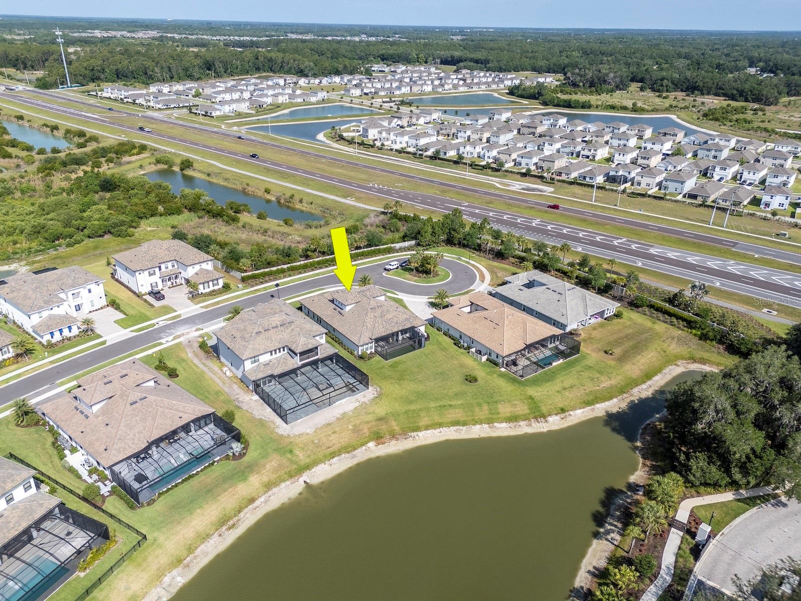 Aerial View with water and preserve. Quiet cul de sac. No rear or front neighbors.