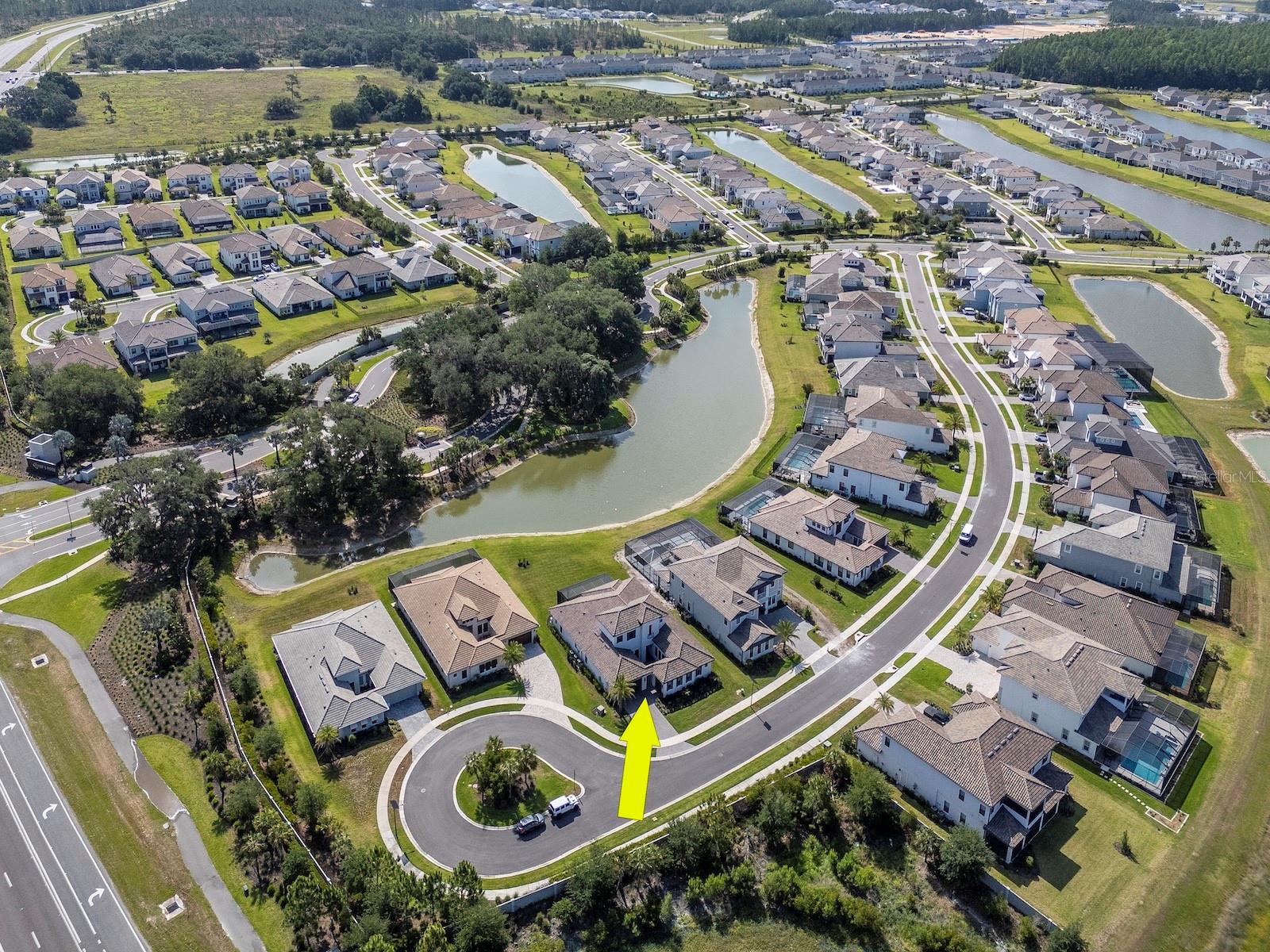 Aerial View with water and preserve. Quiet cul de sac. No rear or front neighbors.