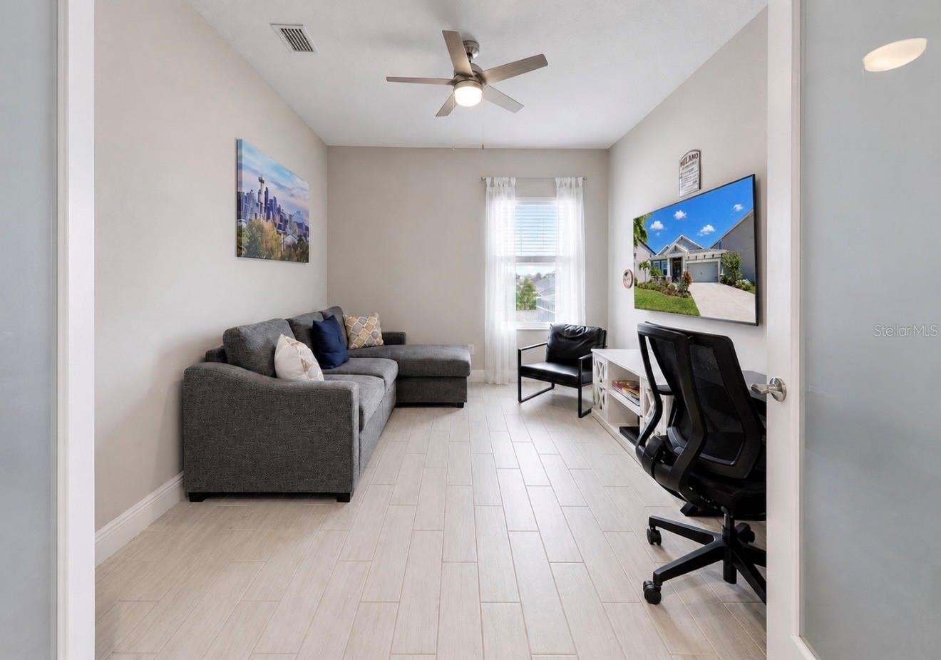 Office / Den with the Glass Insert French Doors