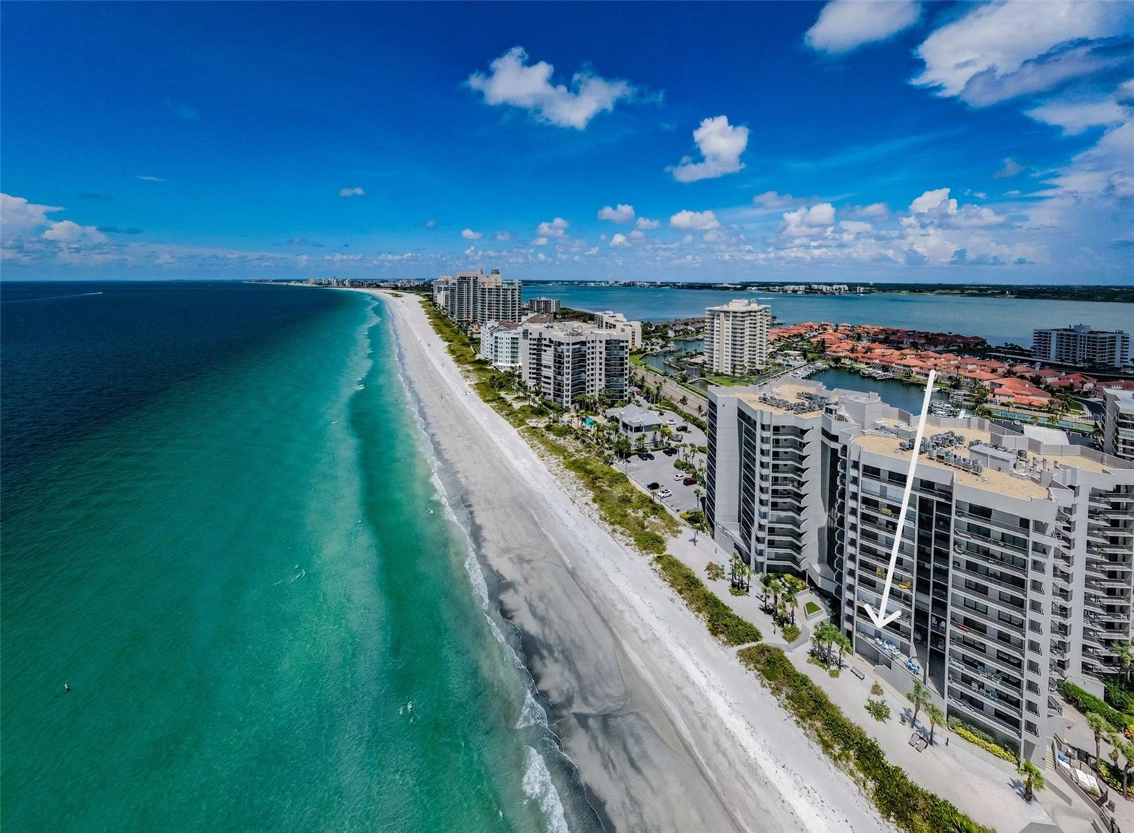 Private, sugary sand beach directly in front of you!