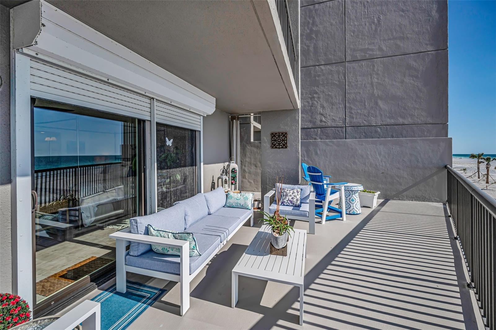 Sun Drenched Extended Gulf front Balcony off the Kitchen and Primary Bedroom!