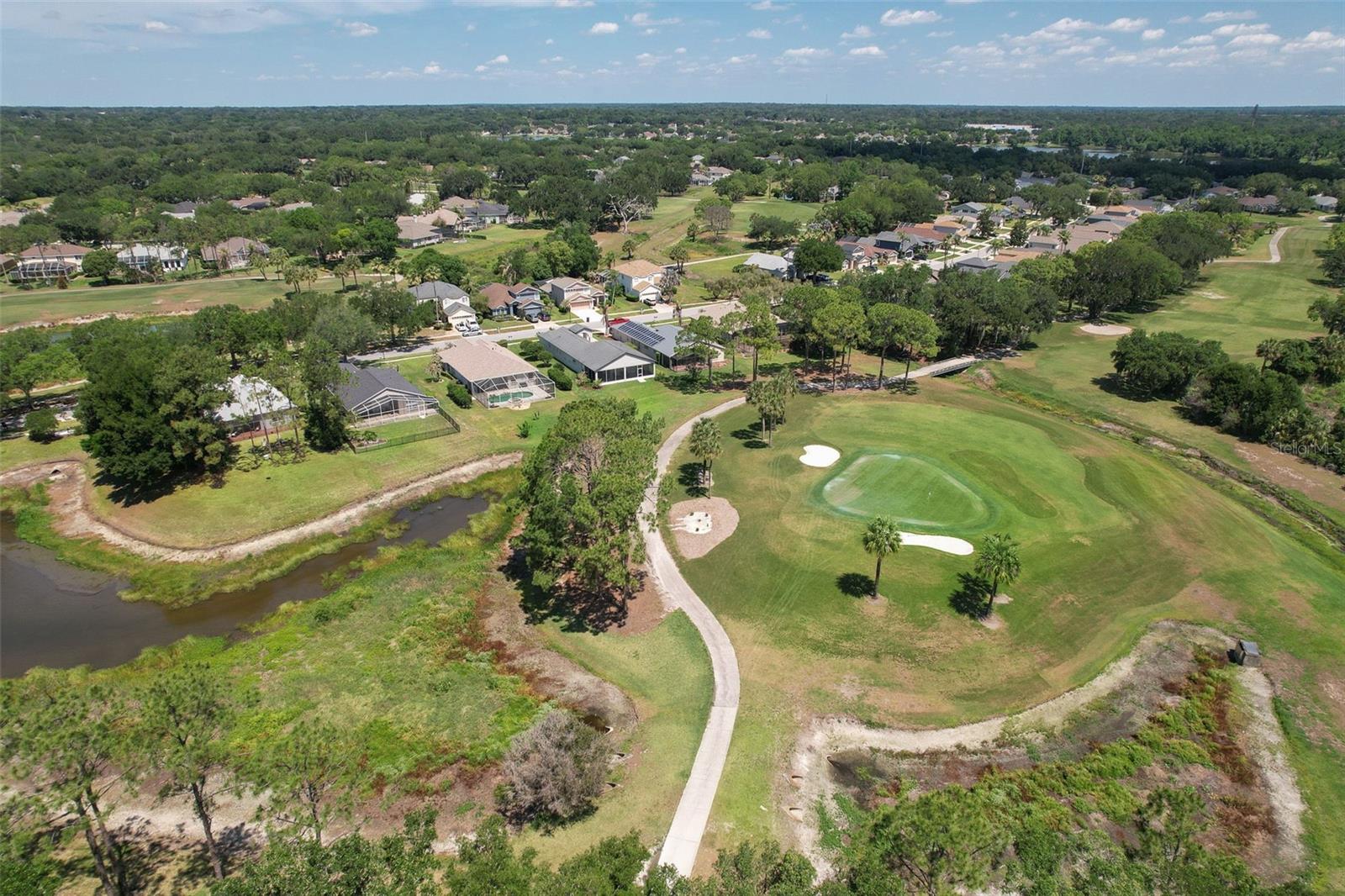 Private lot on left, cart path and 16 green!