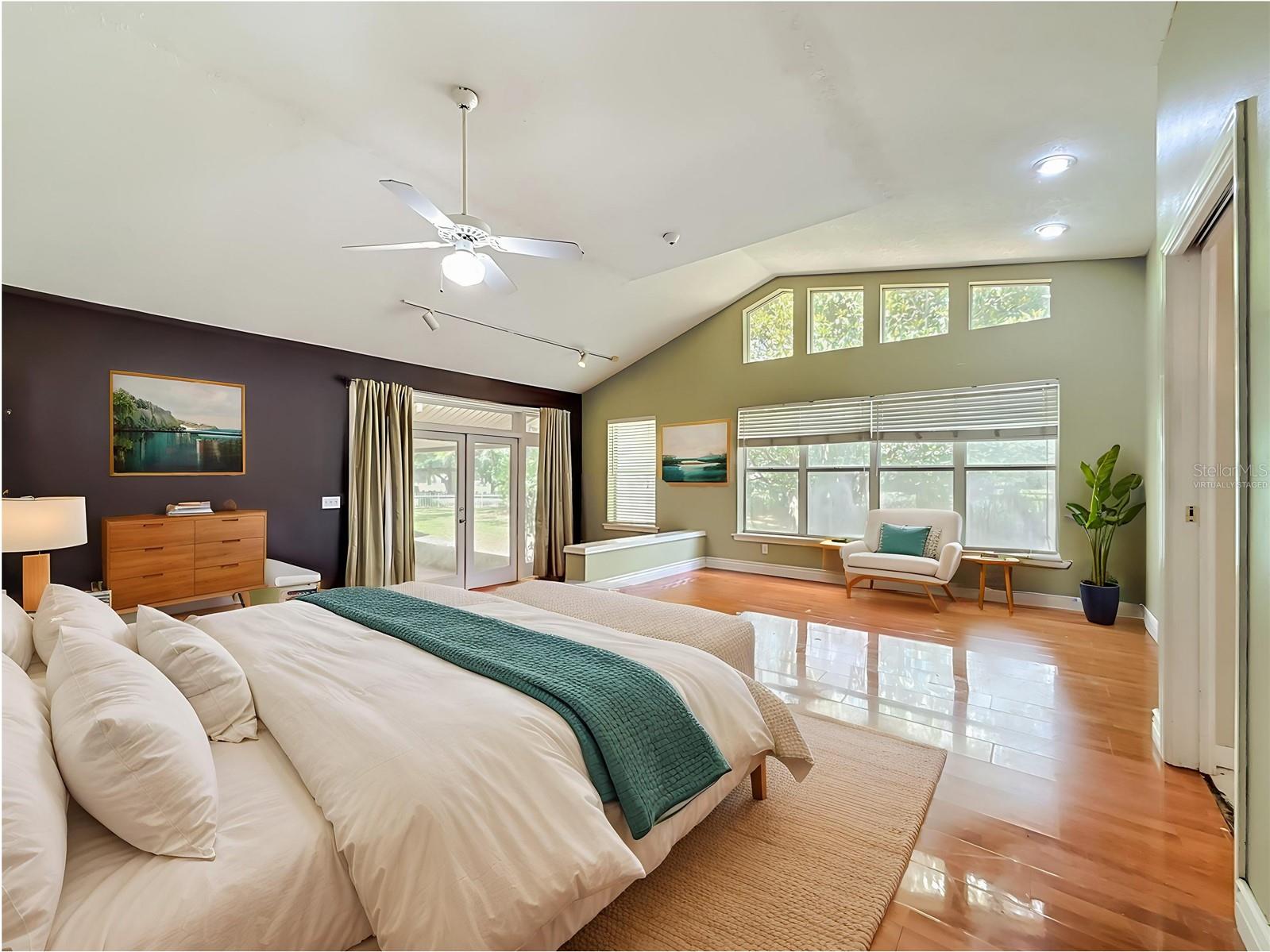 Virtually staged primary bedroom