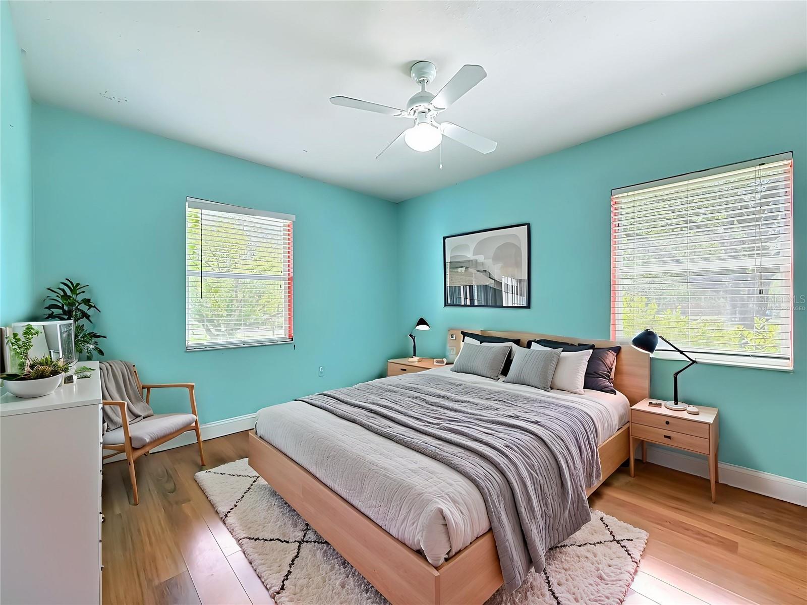Virtually staged secondary bedroom