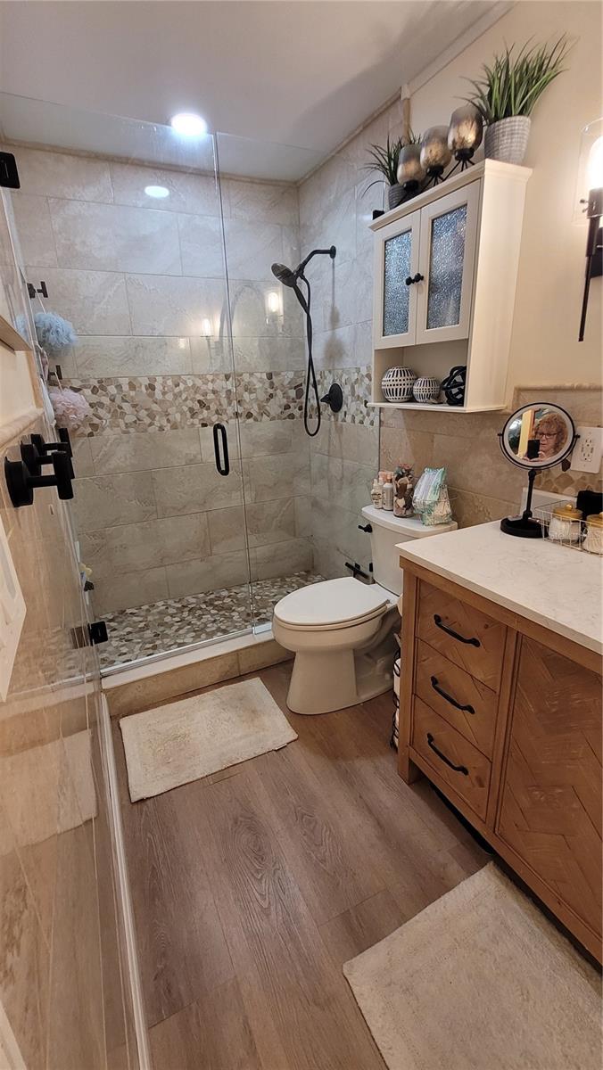 Updated bathroom with walk-in shower