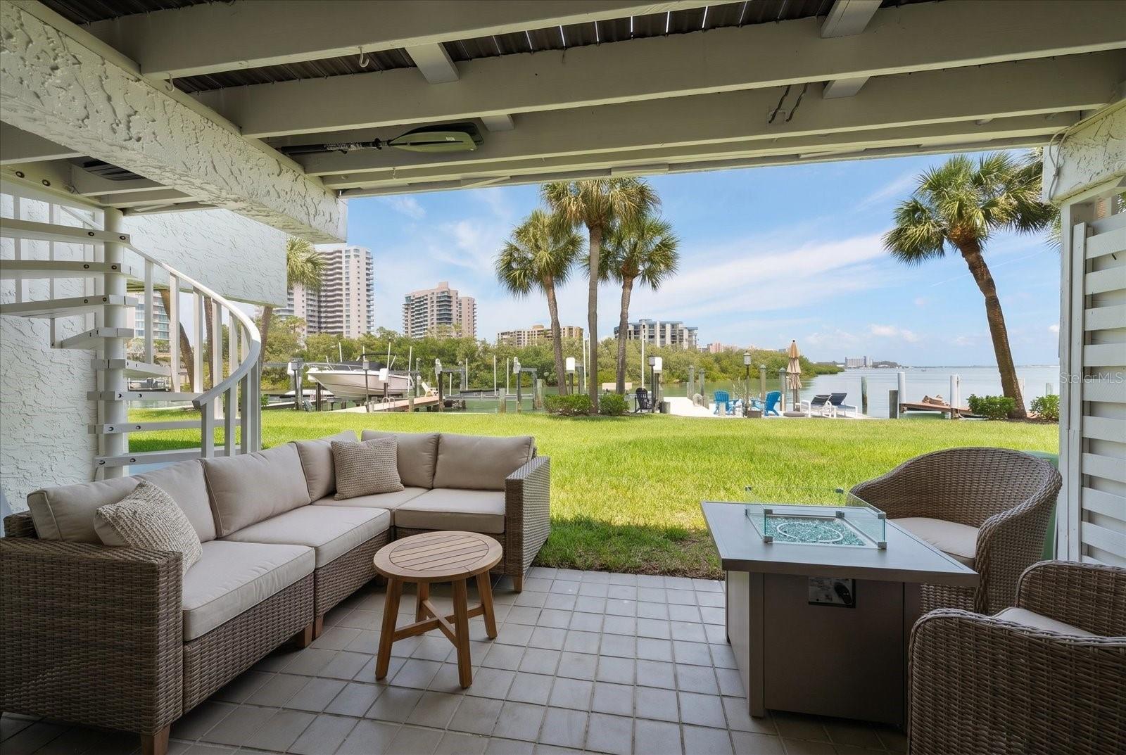 Virtually stages patio area