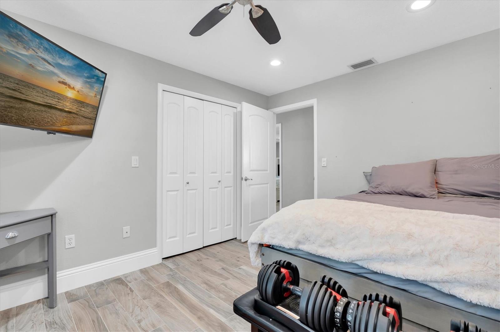 Bedroom 2 doubles as a workout room.