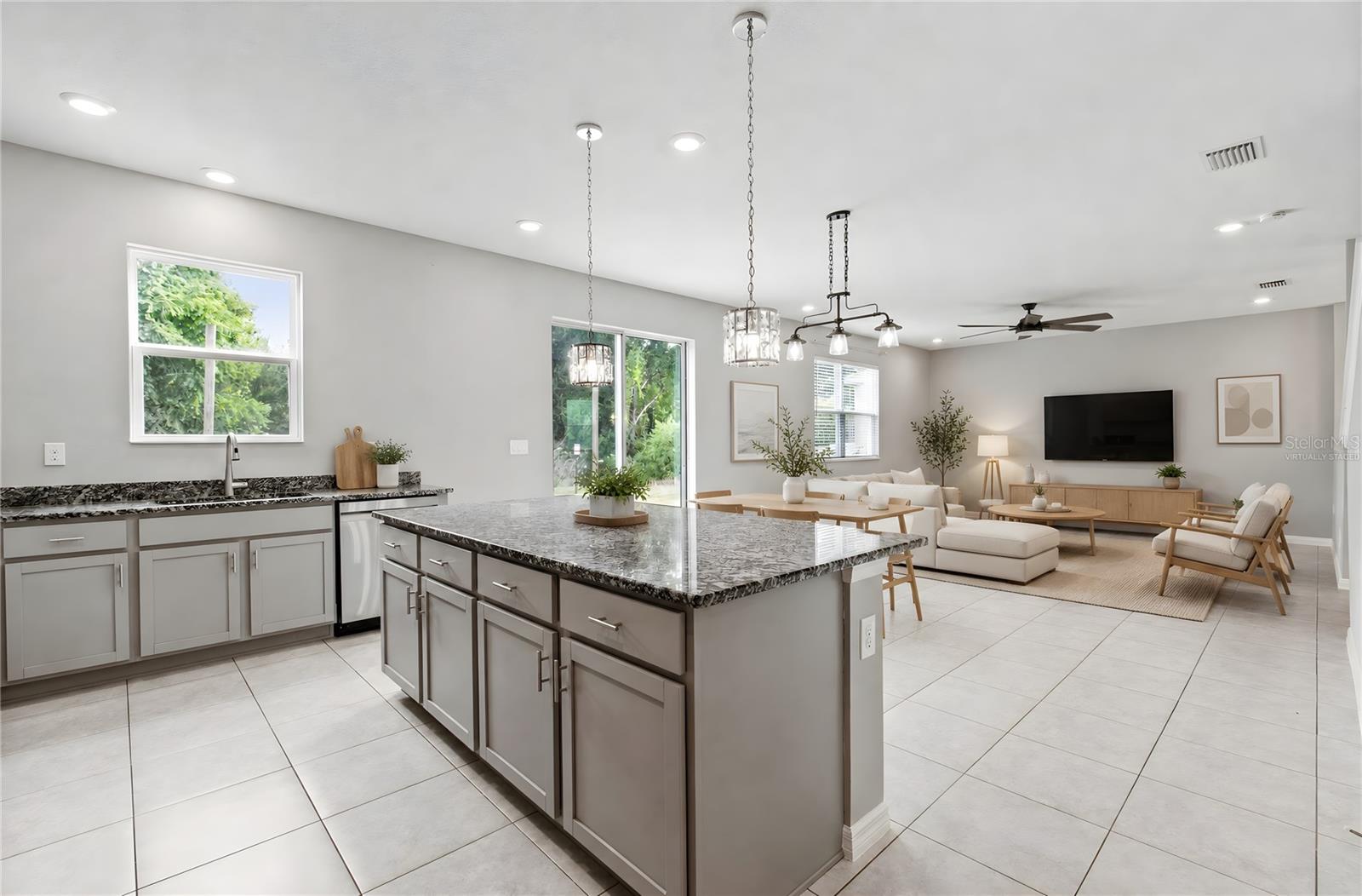 Kitchen and Living Room - Virtually Staged