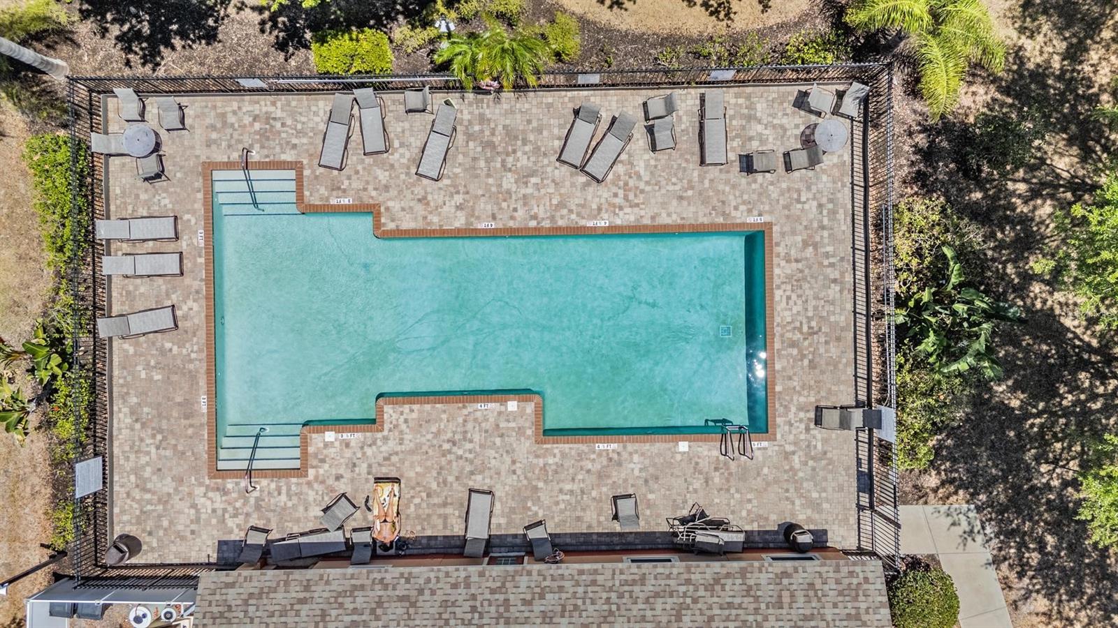 Community pool just steps away