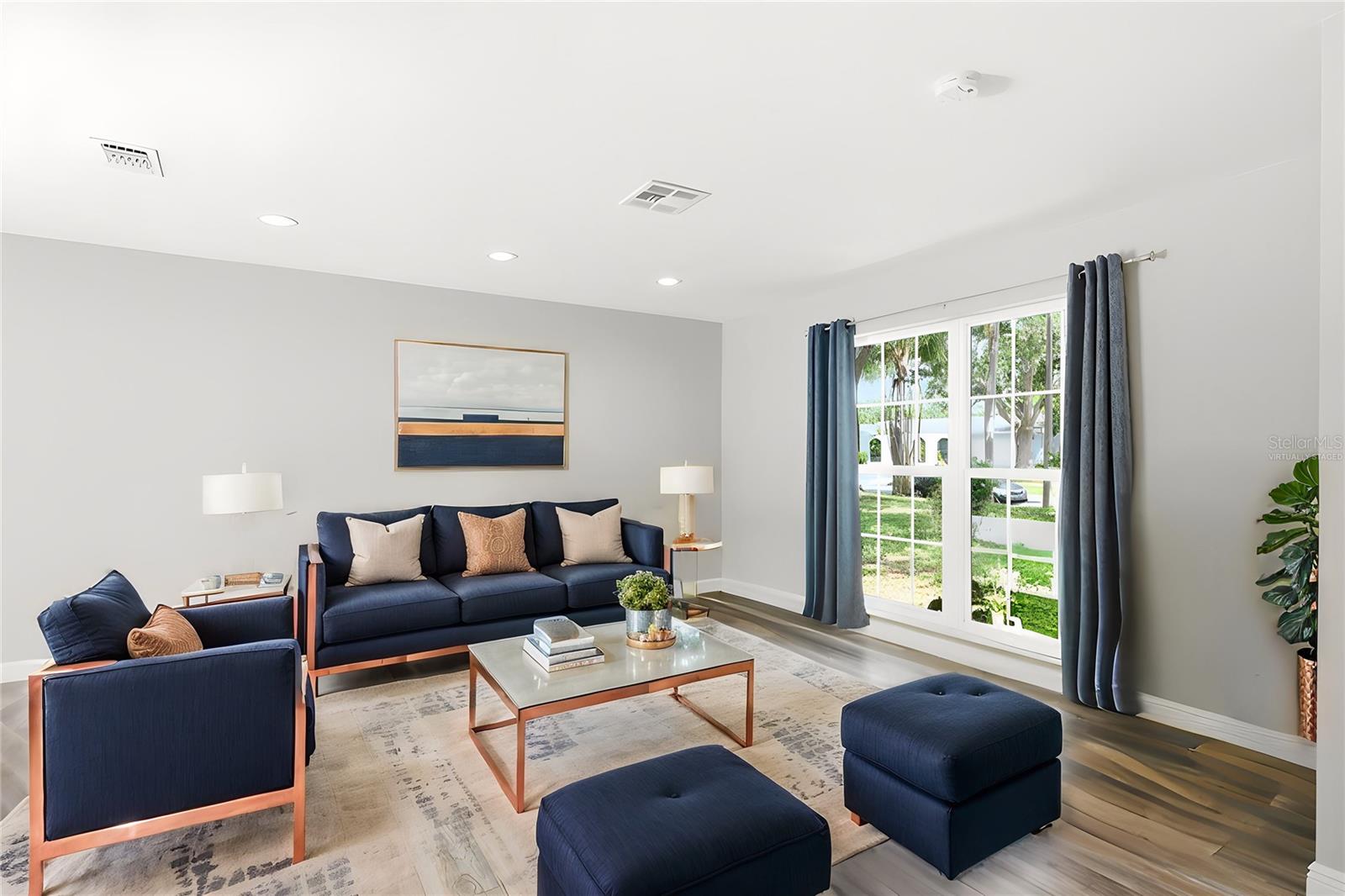 Virtually staged living room