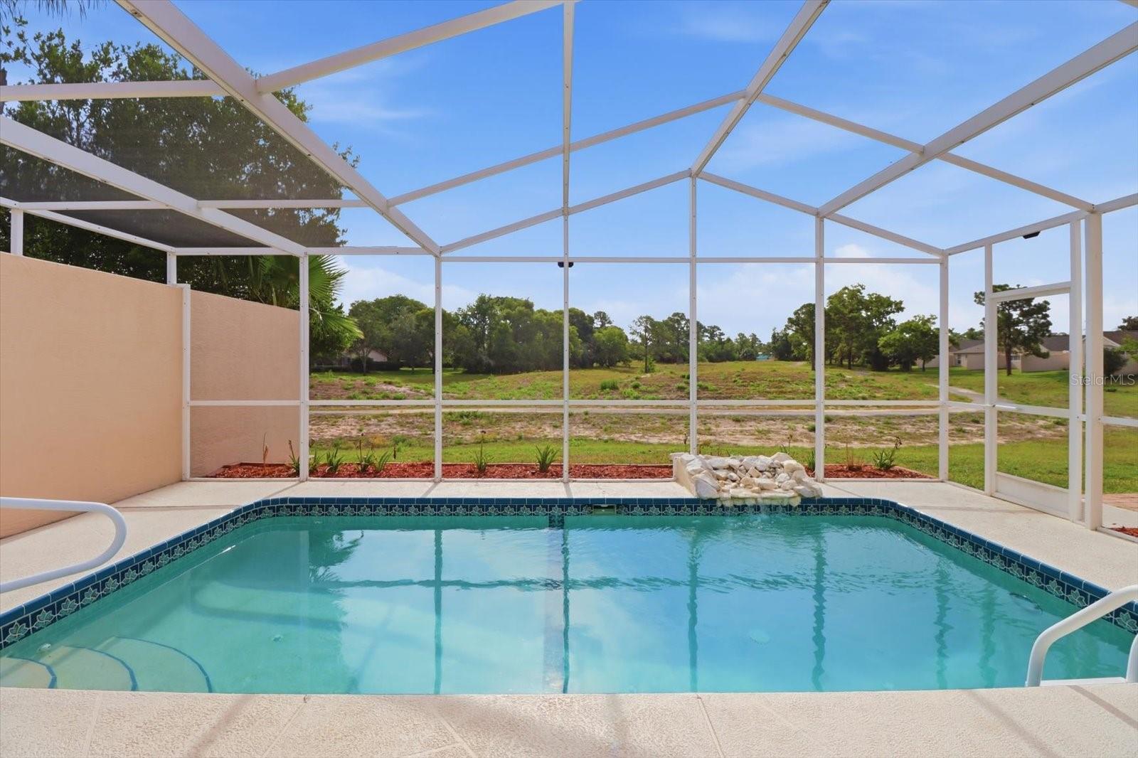 Private pool with waterfall