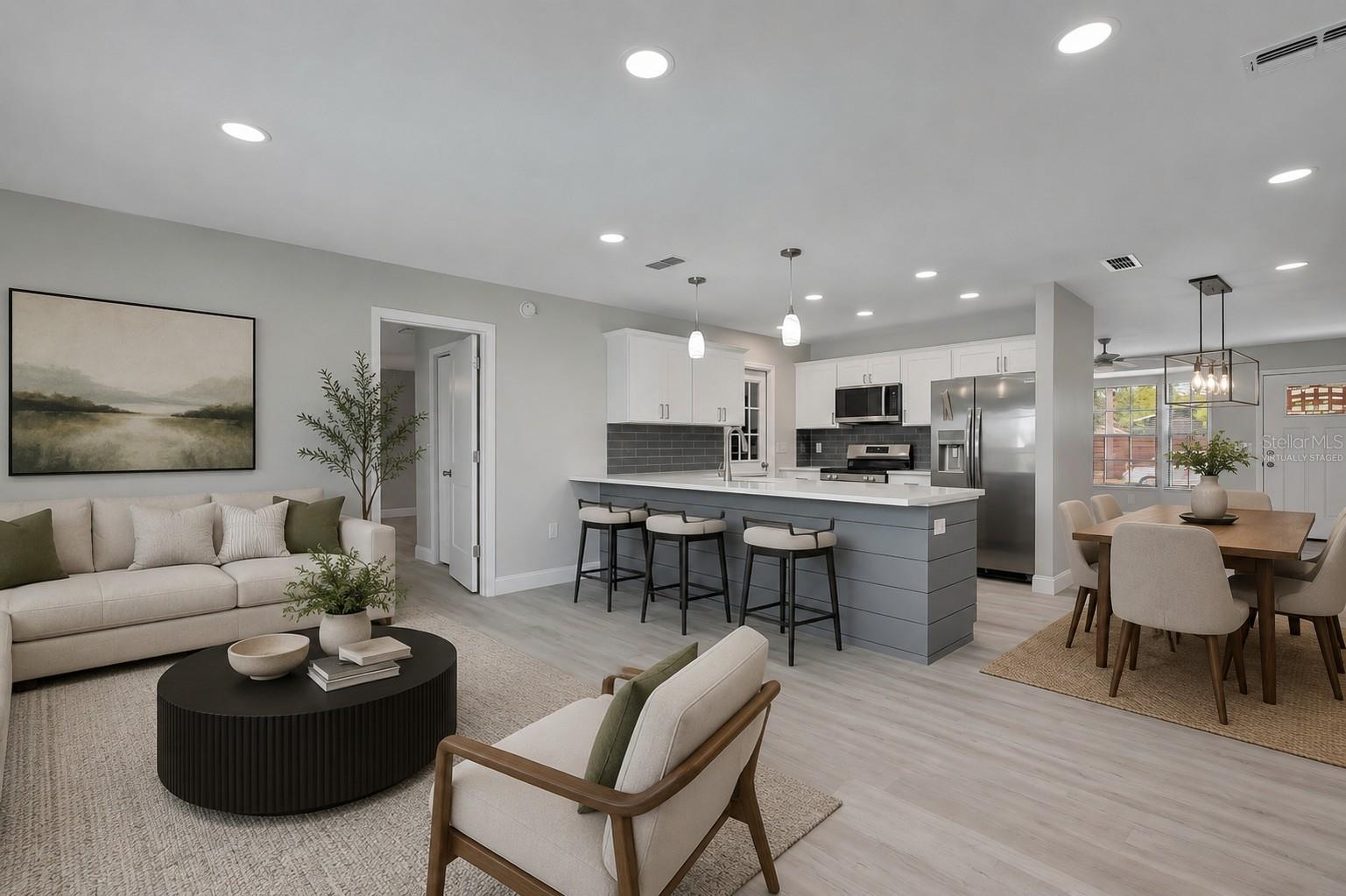Virtually Staged -Family Room/Breakfast Bar