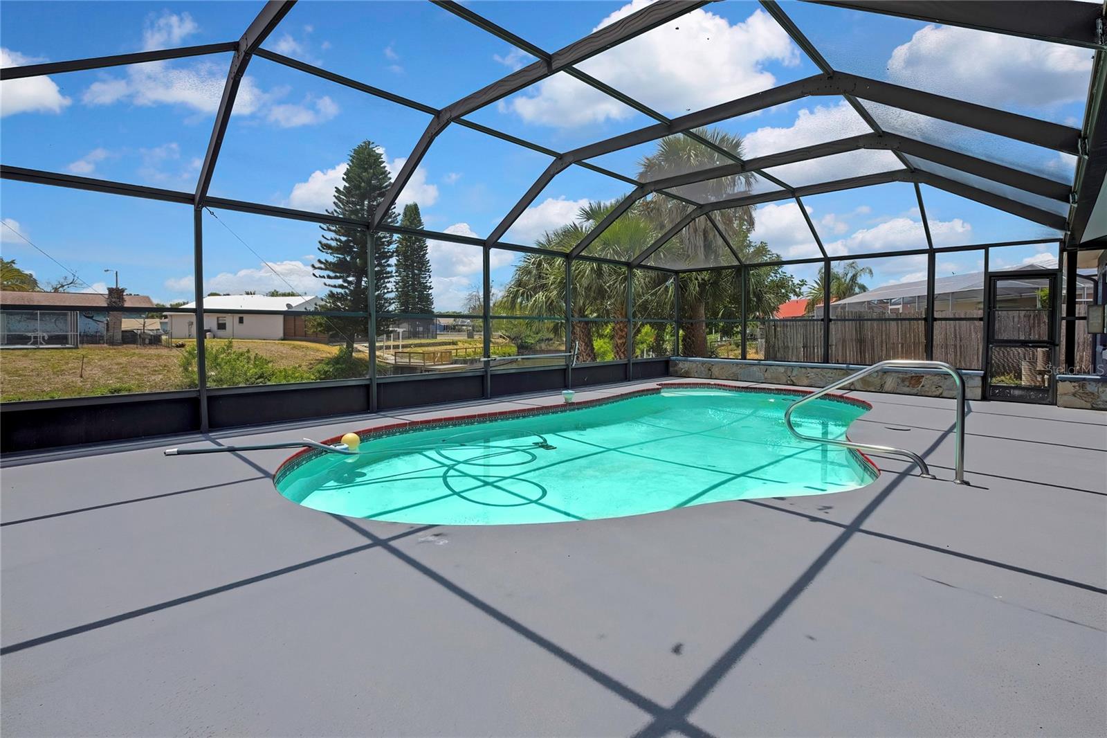 Caged Pool with new pool deck coating
