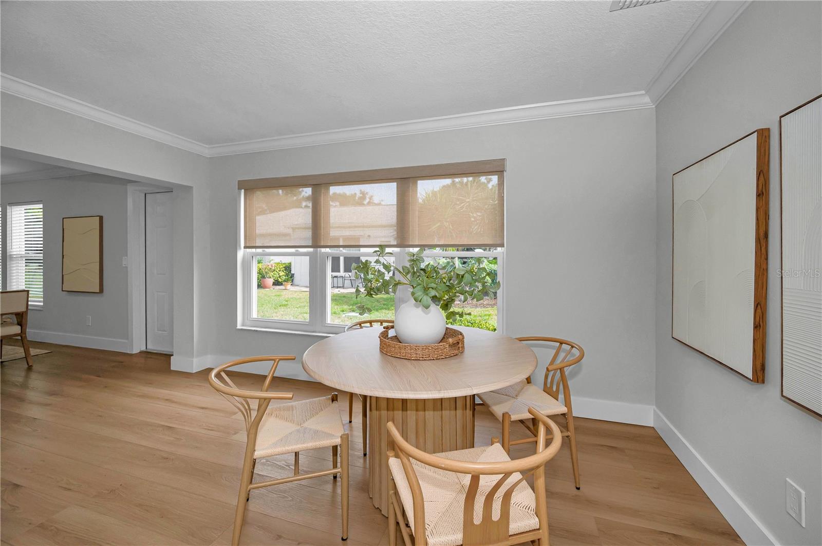 A quiet place for morning coffee or dinner with friends. Door to left leads to rear of property.