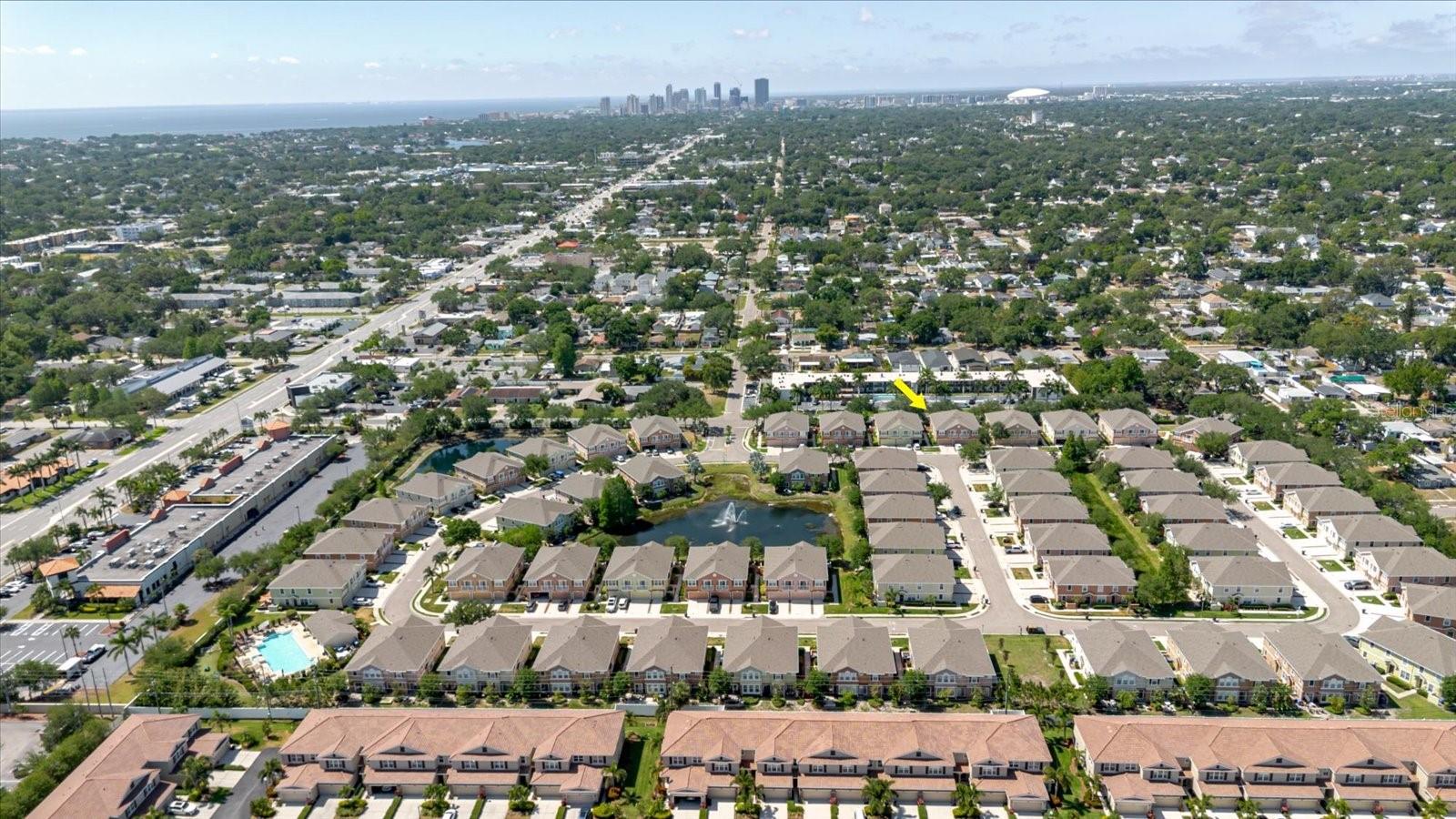 Property Marked With Yellow Arrow & Proximity Of The Pool, Downtown St Petersburg, & Tropicana Fields. To The Left Of The Community Is 4th St N, Makes For Easy Access To Downtown, Tampa, Or The Airports