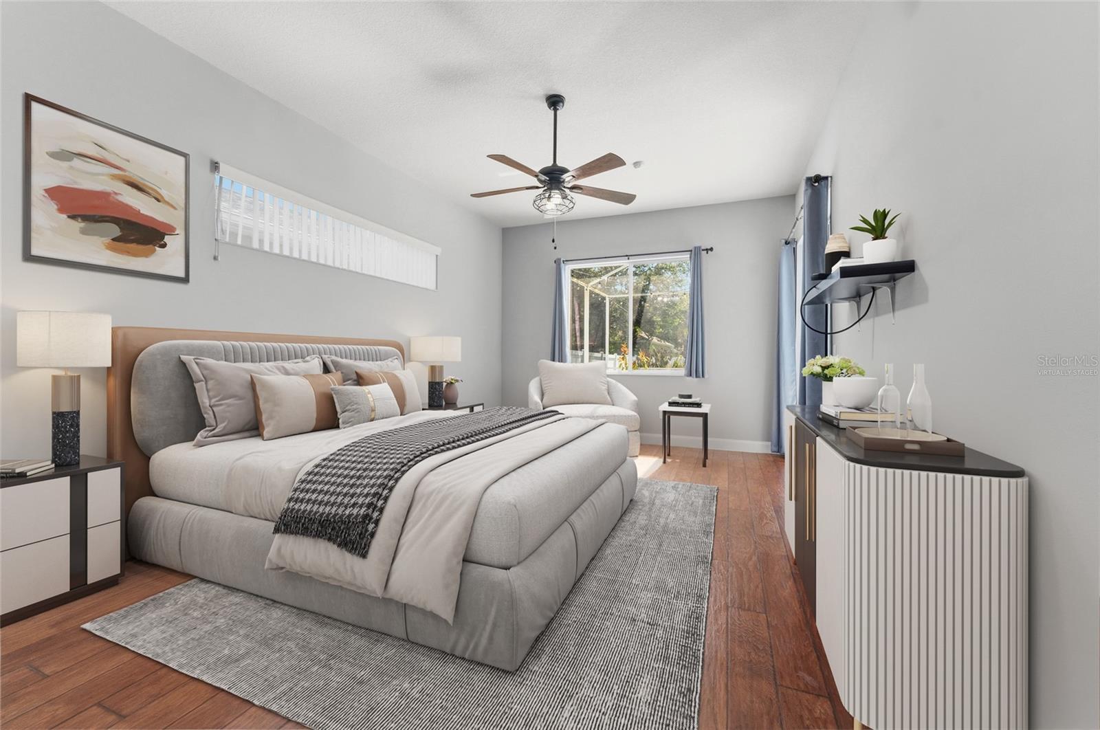 Primary bedroom virtually staged