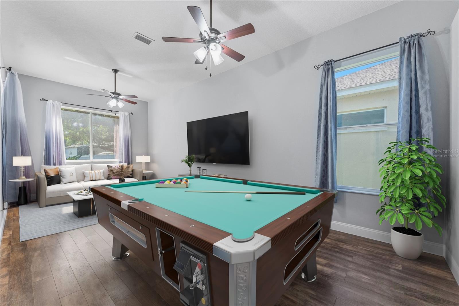 Bonus room virtually staged as game room