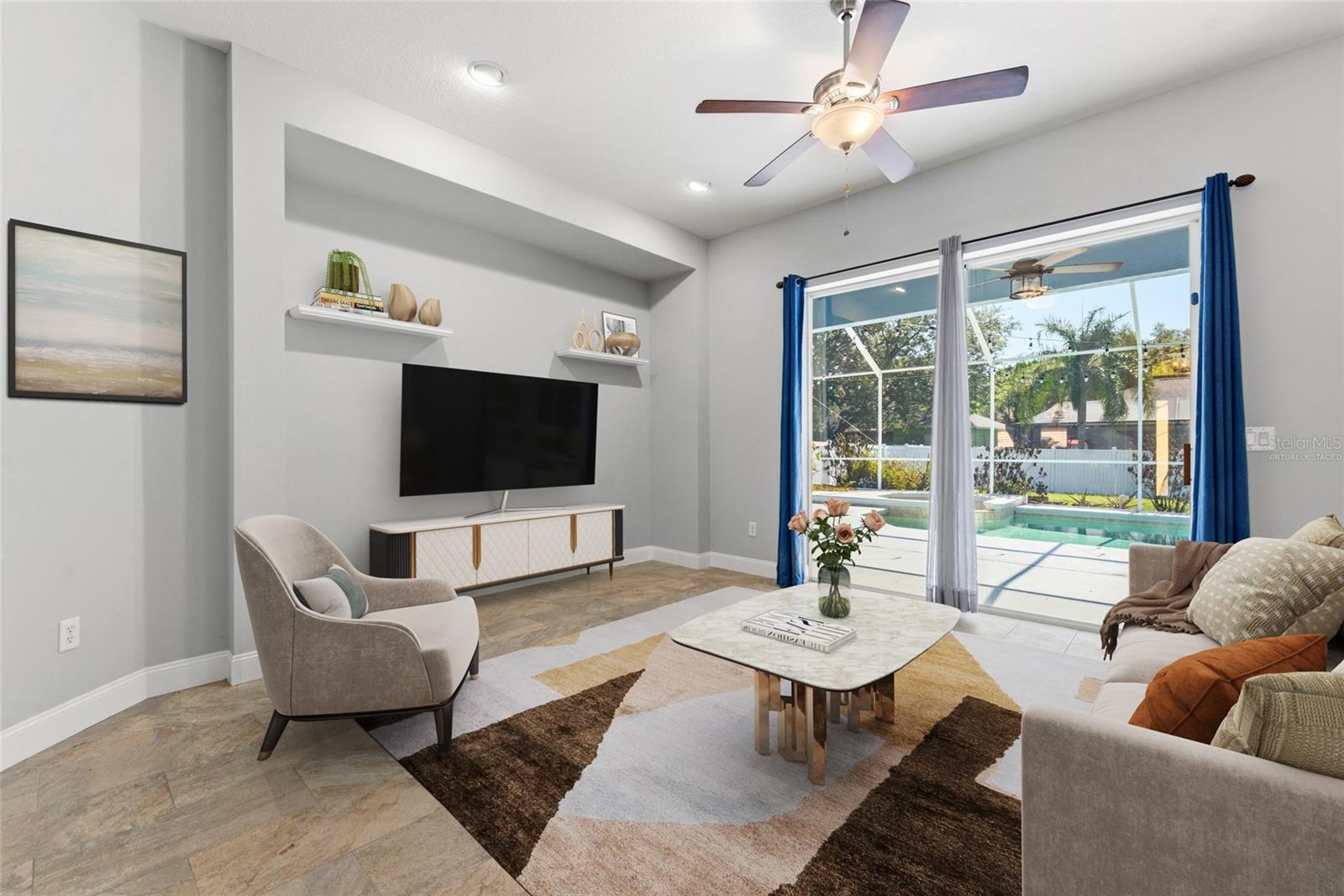 Living room virtually staged