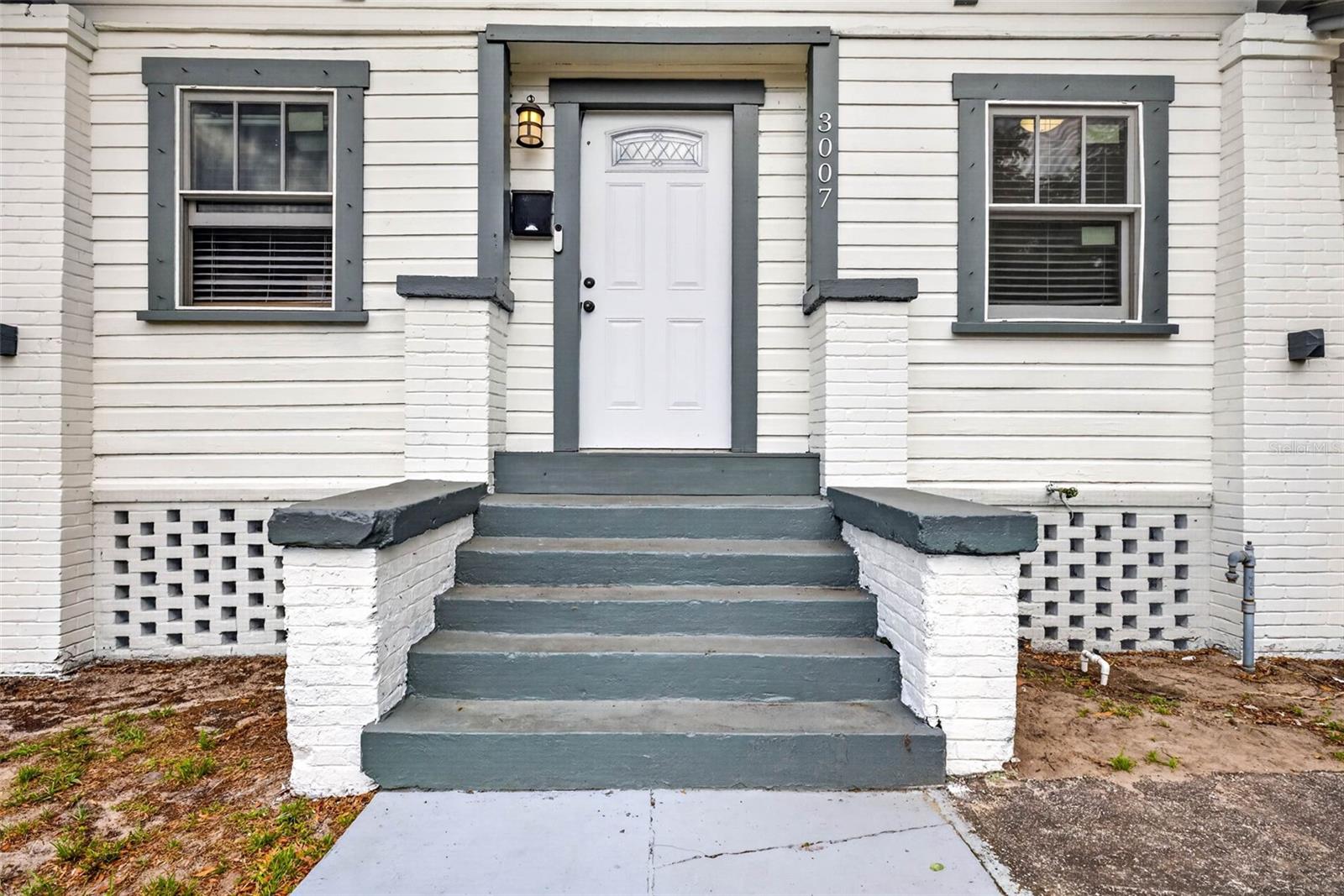 Concrete stair set entry to main home