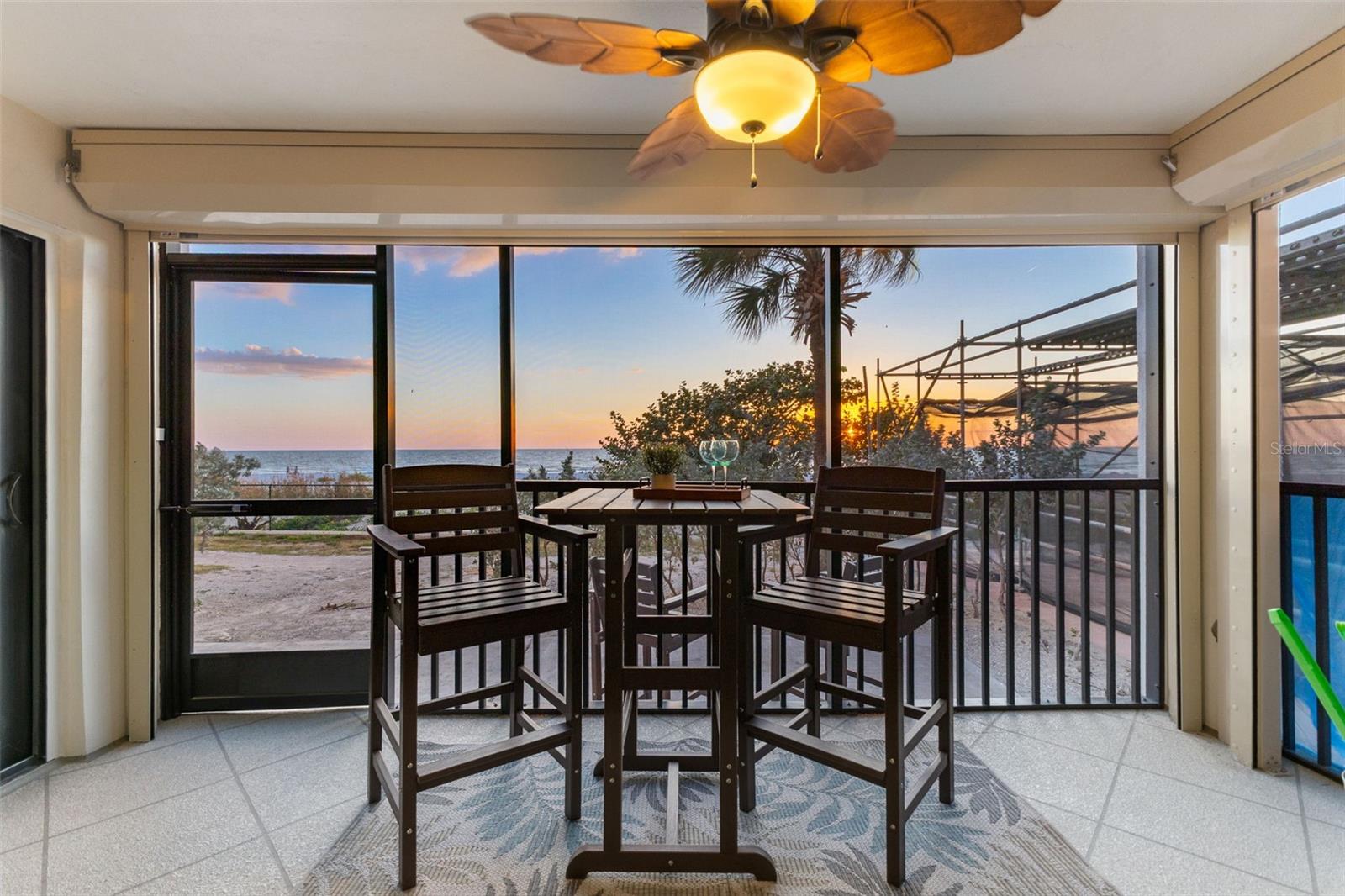 Sunset from your Private Lanai (scaffolding to the right to be removed when work is completed estimated end of May)