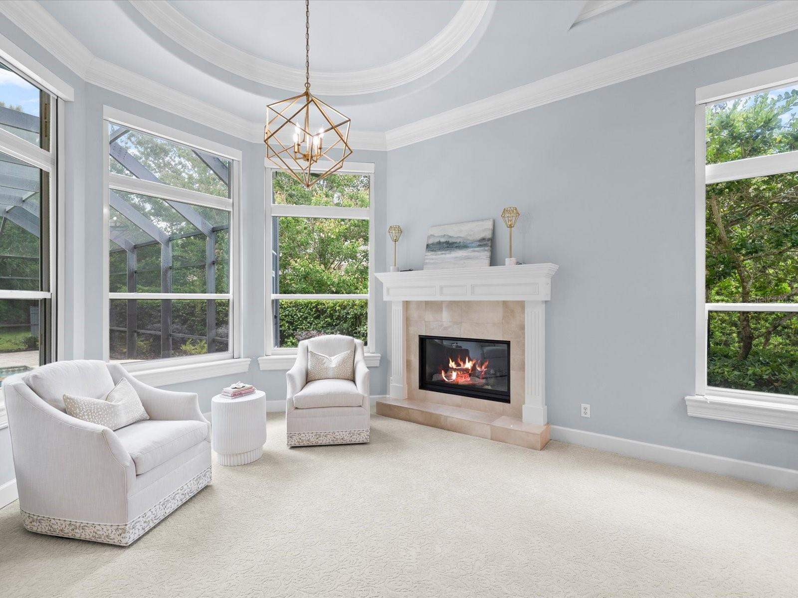 Primary Bedroom Sitting Area w/Fireplace