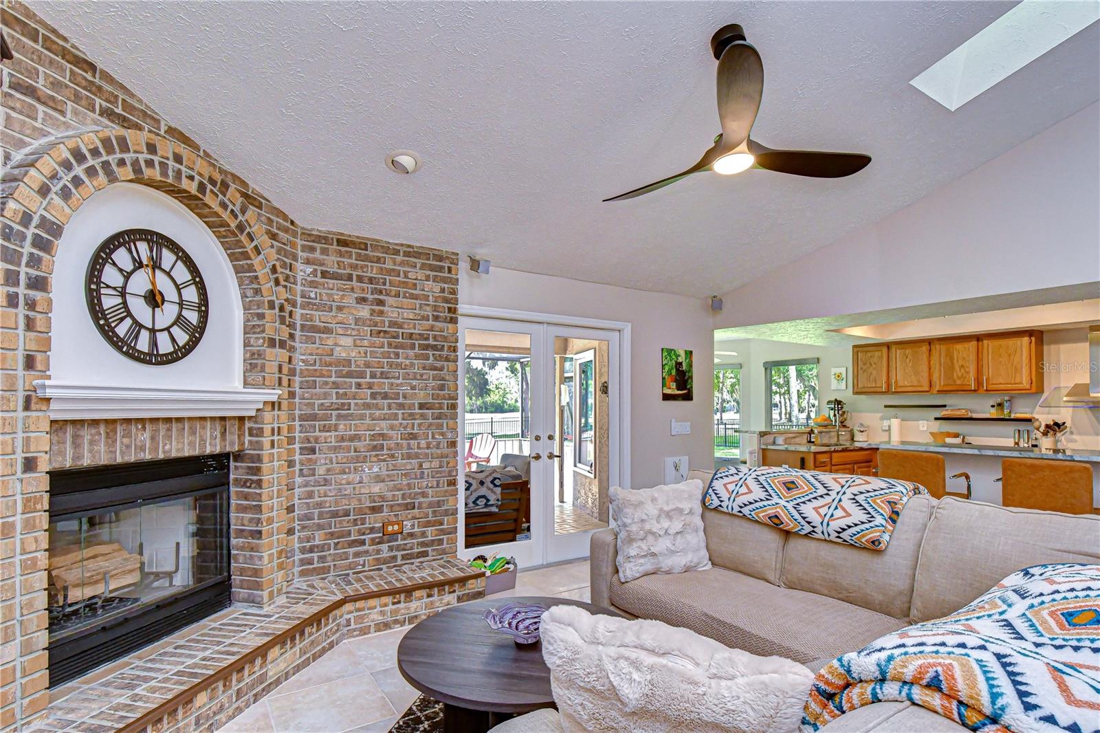 Stunning brick fireplace adding warmth and character