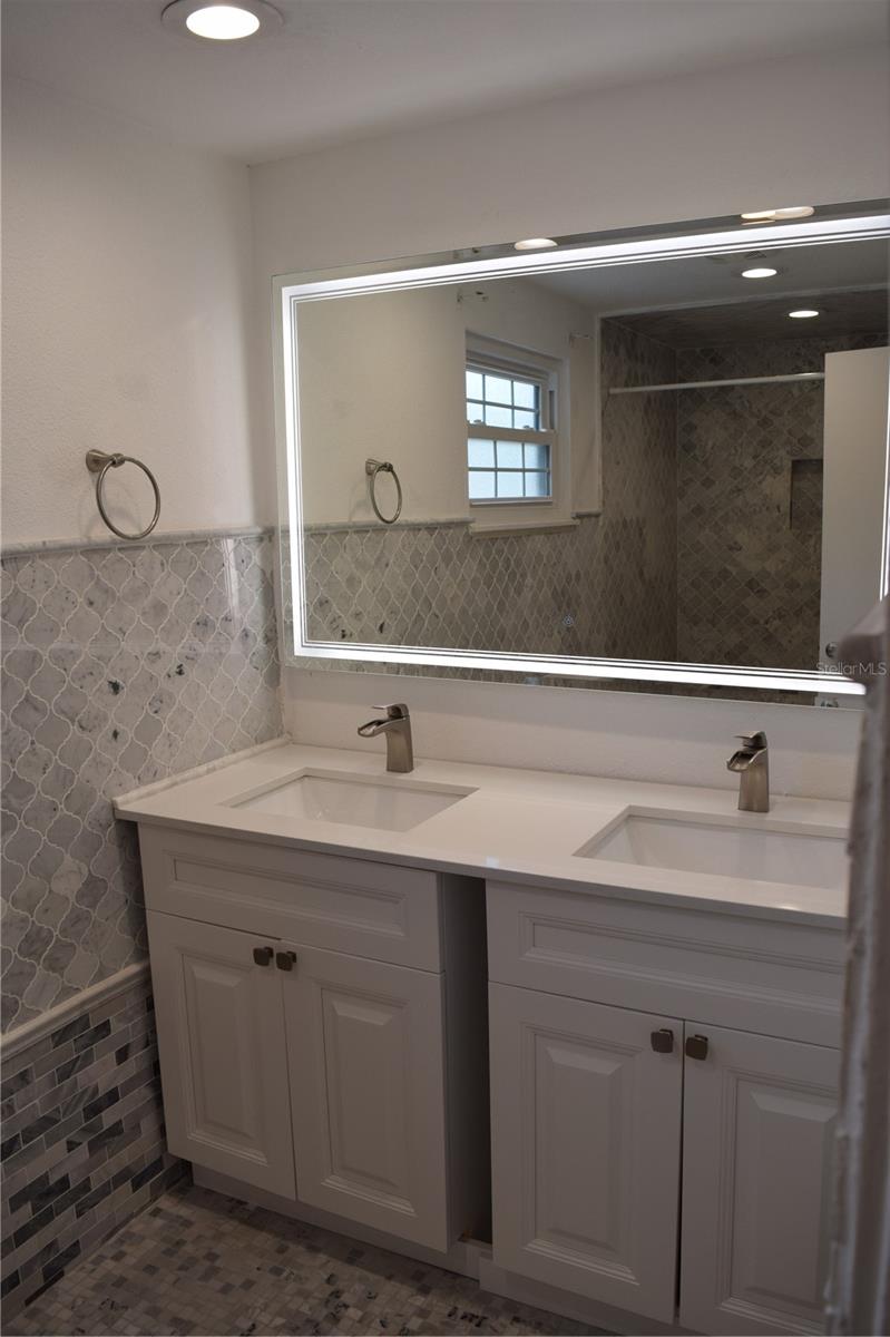 Upstairs bath double vanity