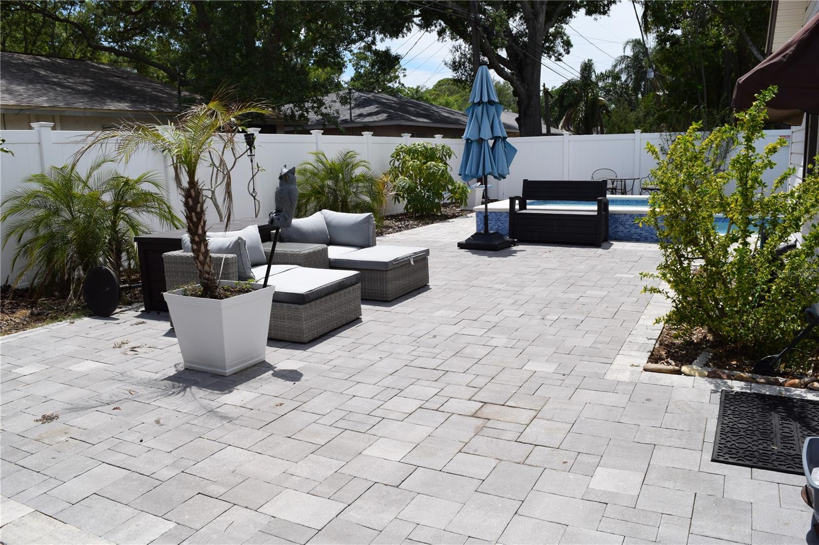 Beautiful paver patio is ready for entertaining