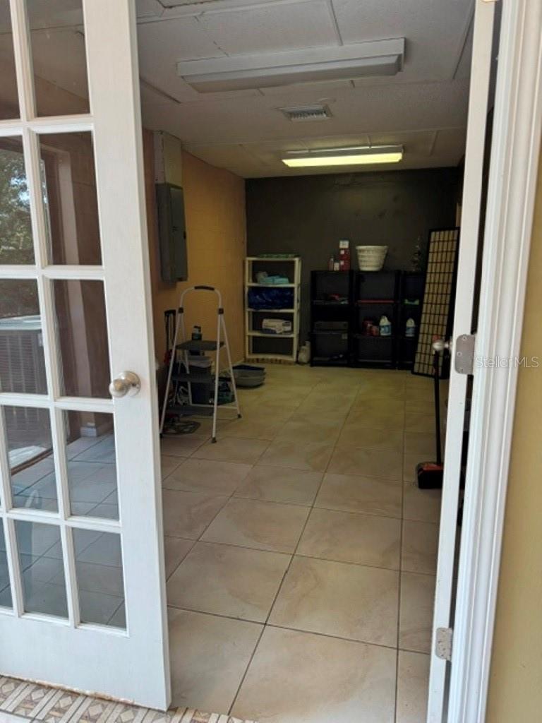 French doors going into converted garage