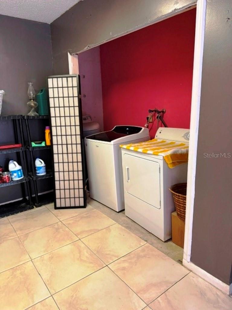 Laundry area in converted garage